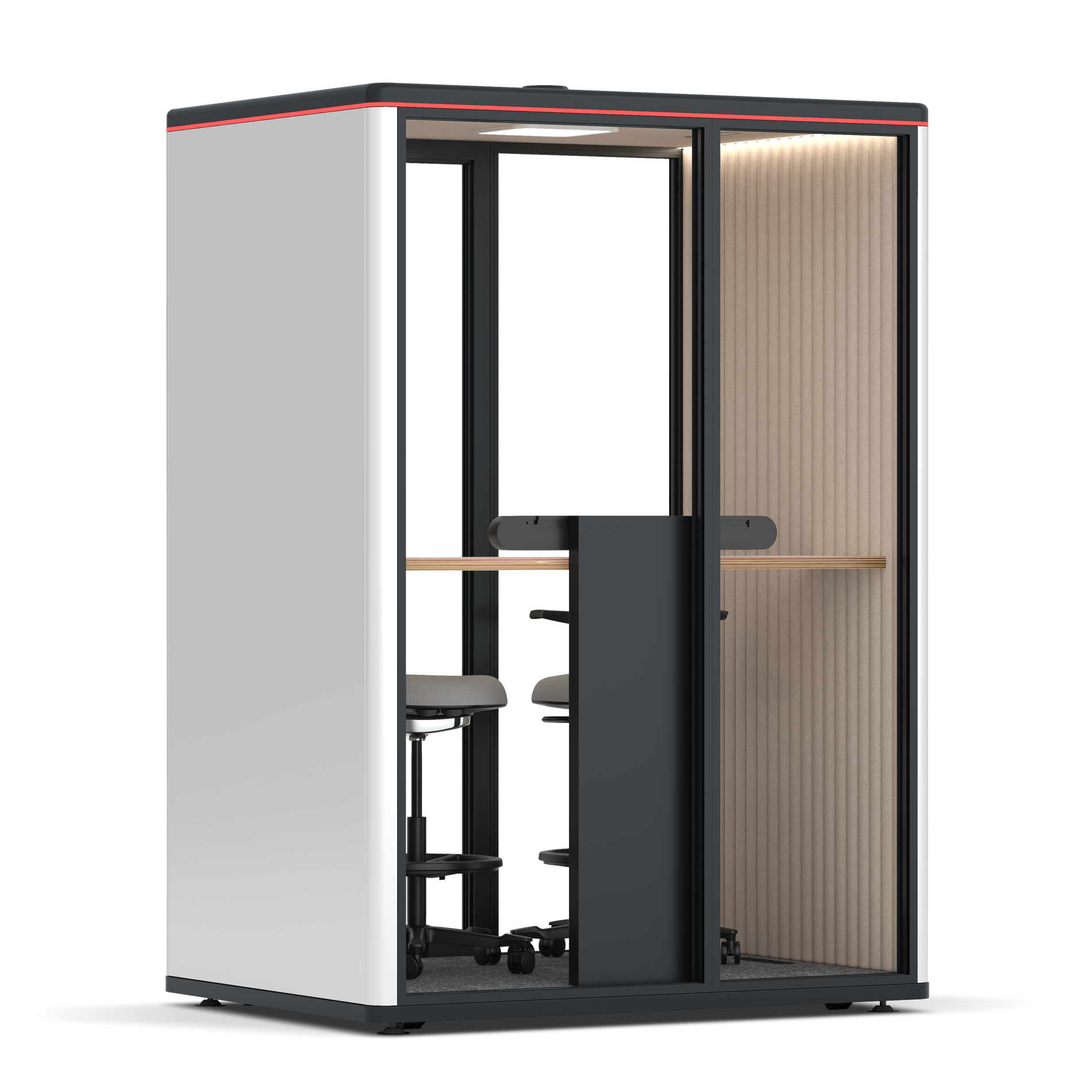 Omni TwoWorkstation + 2 stools / WhiteRAL Pure White / #a18e7e