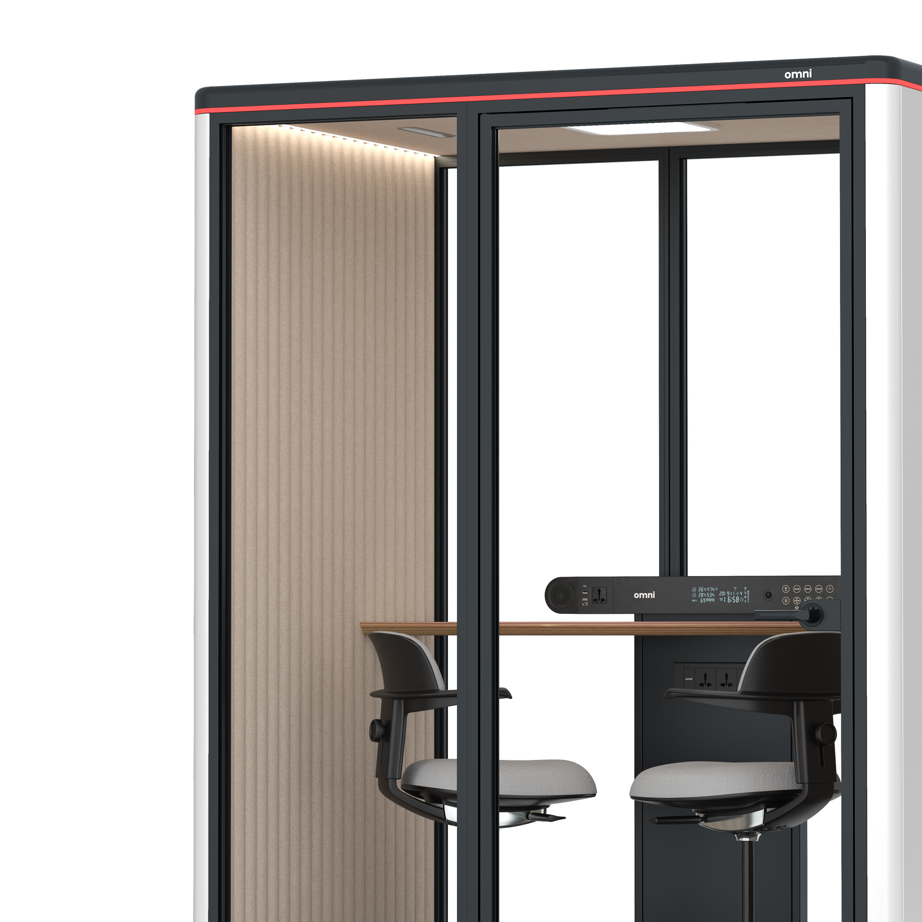 Omni TwoWorkstation + 2 stools / WhiteRAL Pure White / #a18e7e