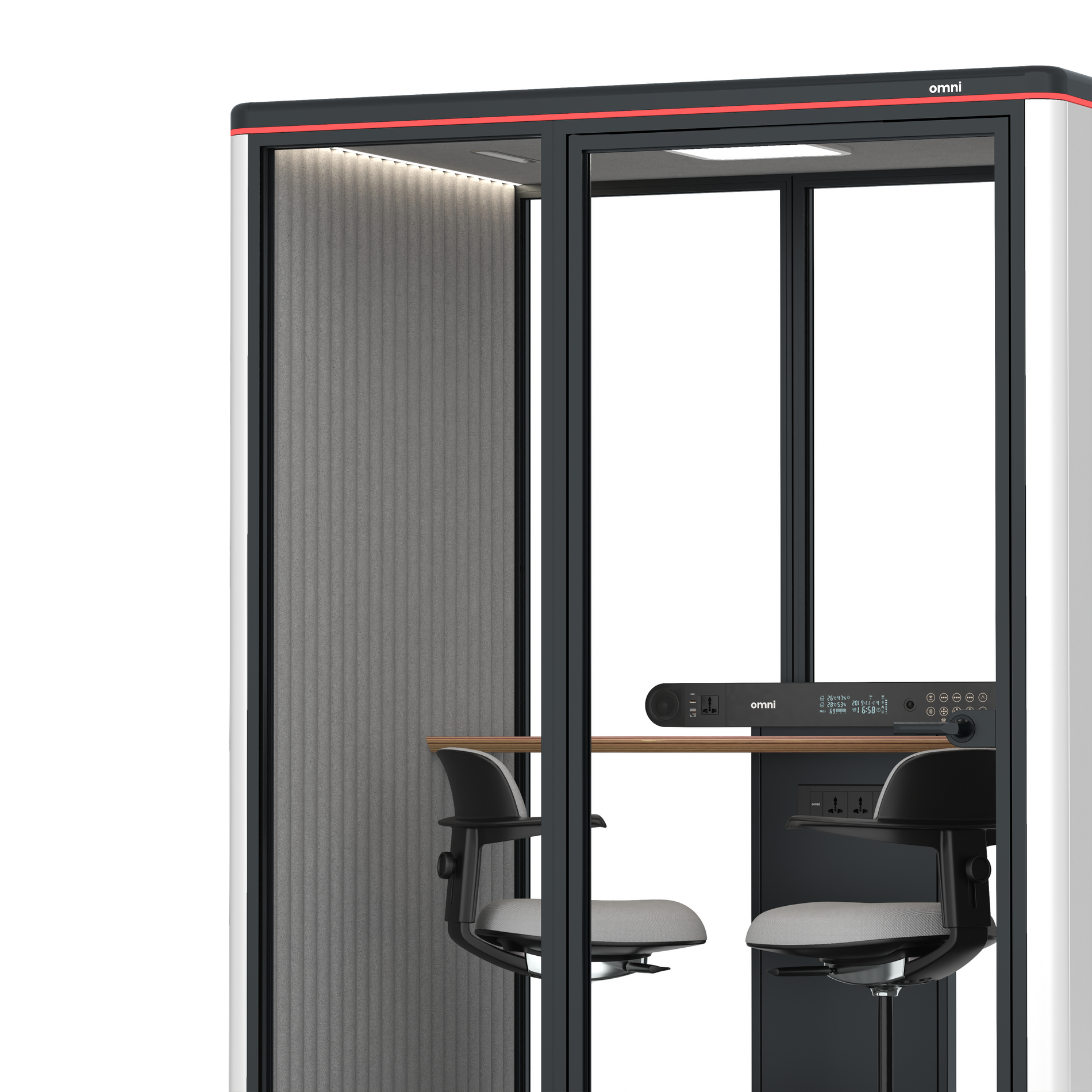 Omni TwoWorkstation + 2 stools / WhiteRAL Pure White / #6d6c69