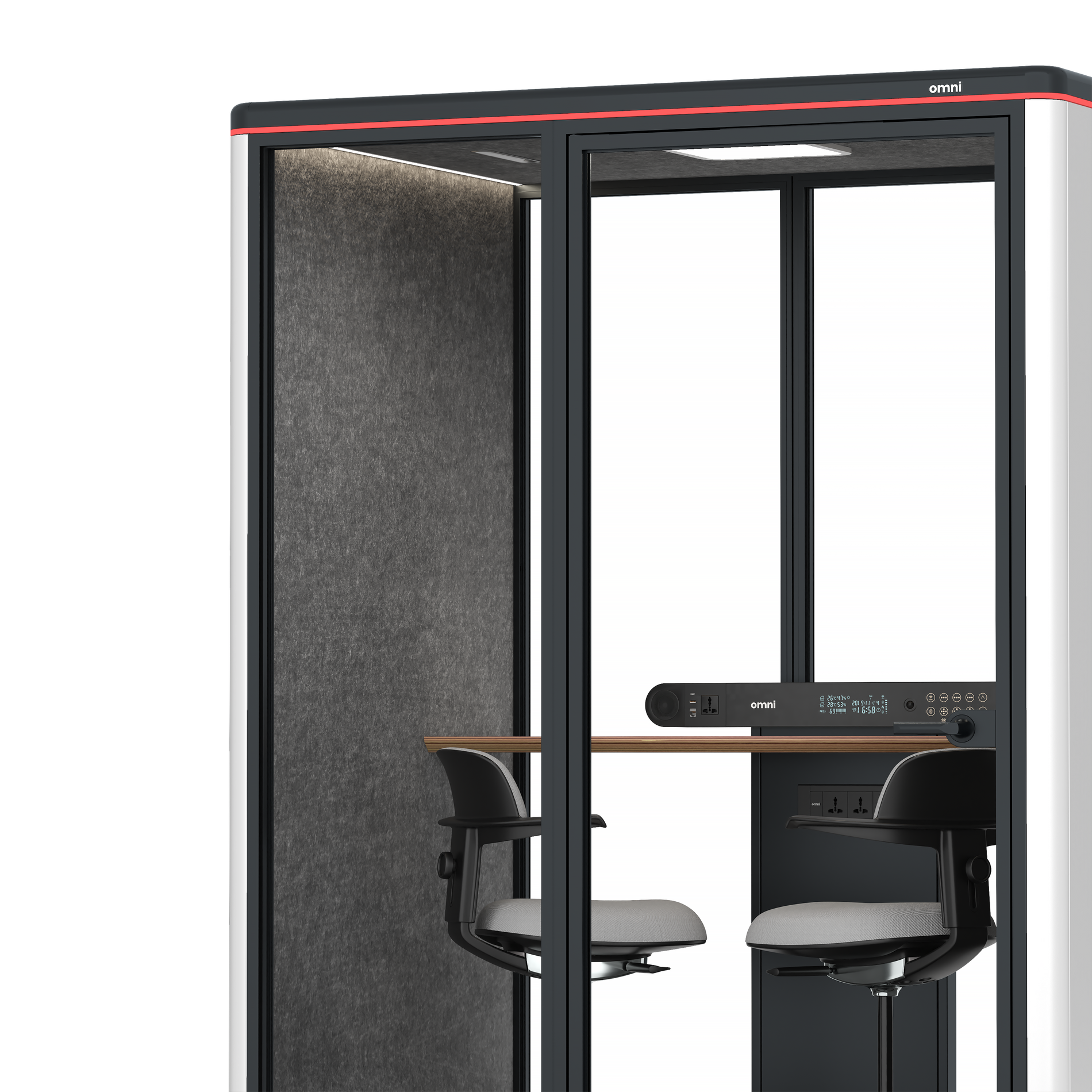 Omni TwoWorkstation + 2 stools / WhiteRAL Pure White / #615f5d