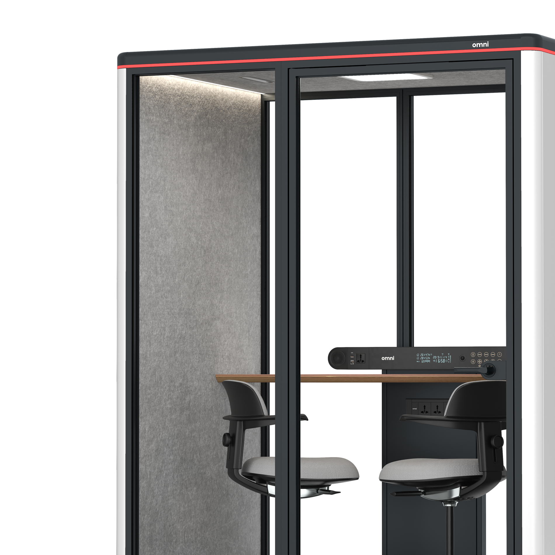 Omni TwoWorkstation + 2 stools / WhiteRAL Pure White / #a49f98