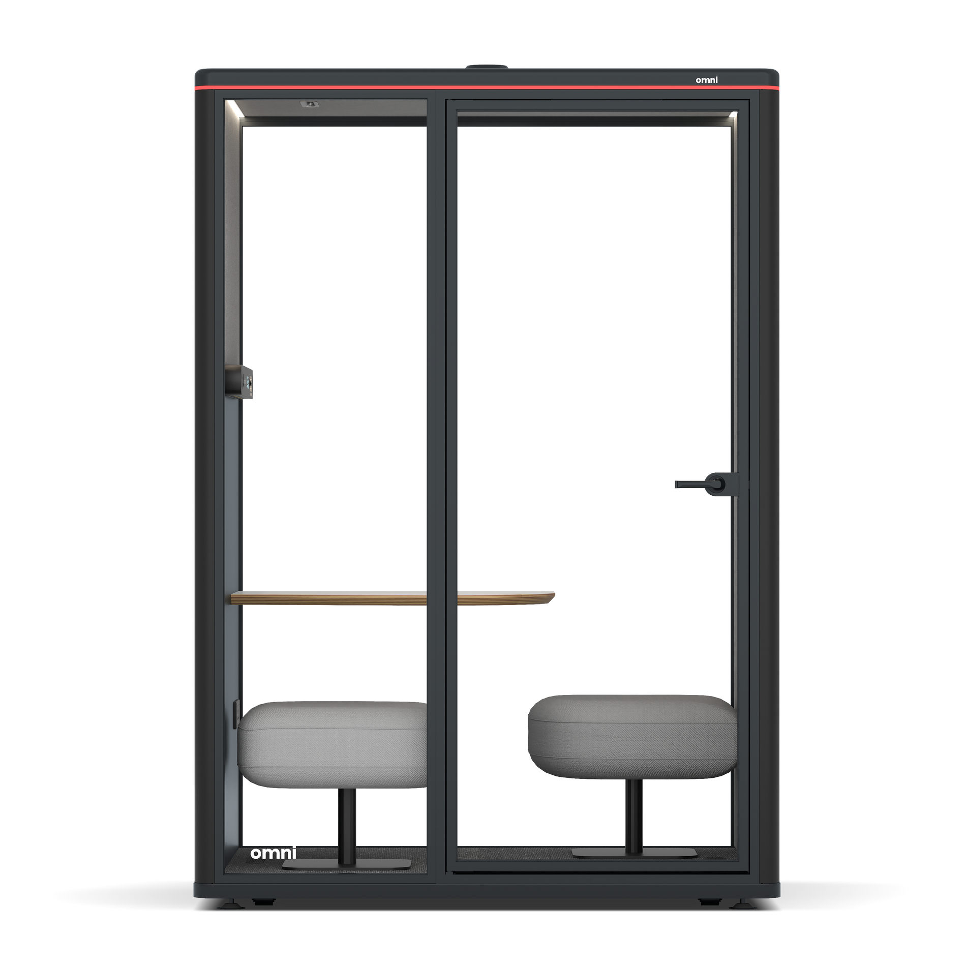 Omni TwoCorner Sofa - Diagonal Table / RAL Black / Grey Corrugated
