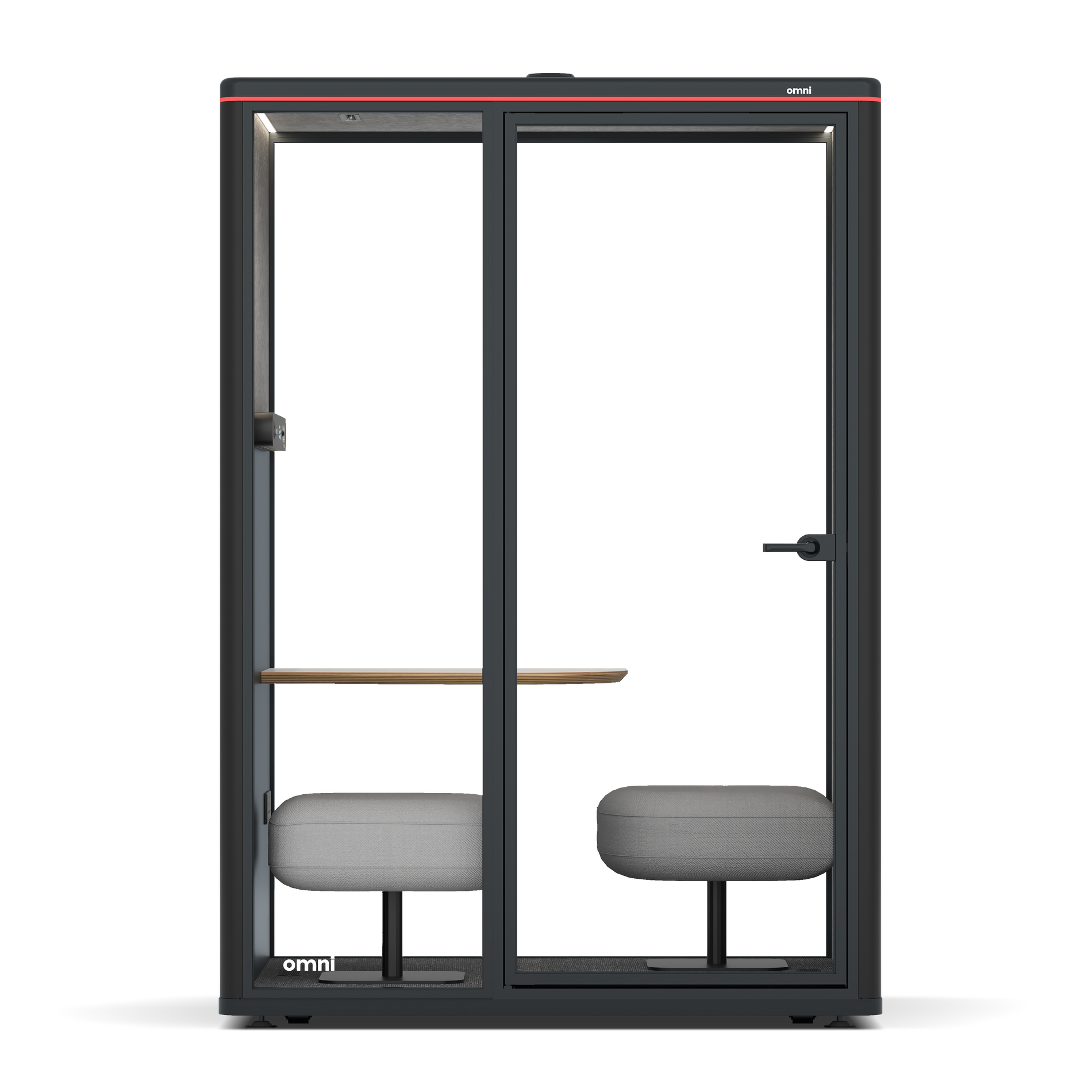 Omni TwoCorner Sofa - Diagonal Table / RAL Black / Light Grey Pet Board