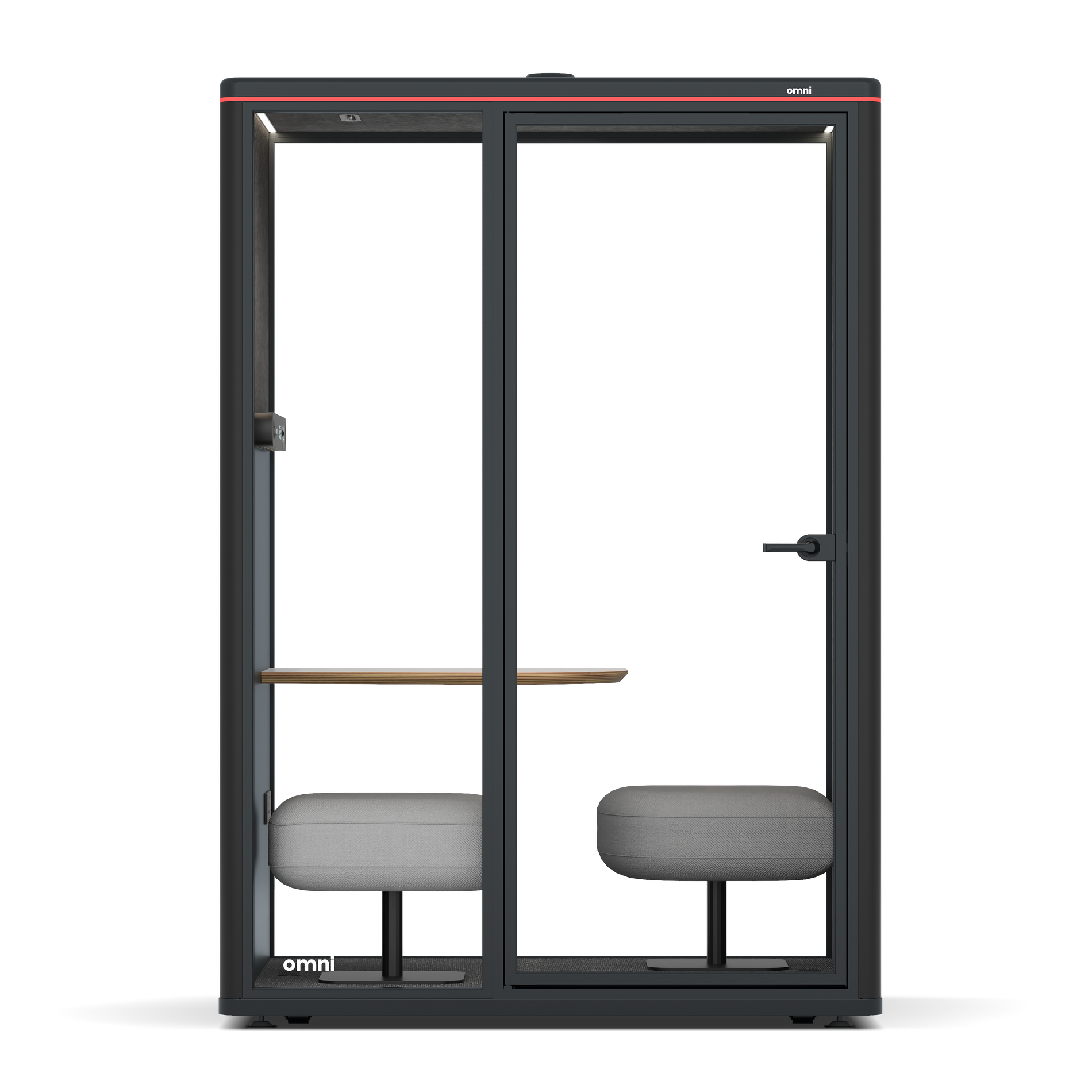 Omni TwoCorner Sofa - Diagonal Table / RAL Black / Dark Grey Pet Board