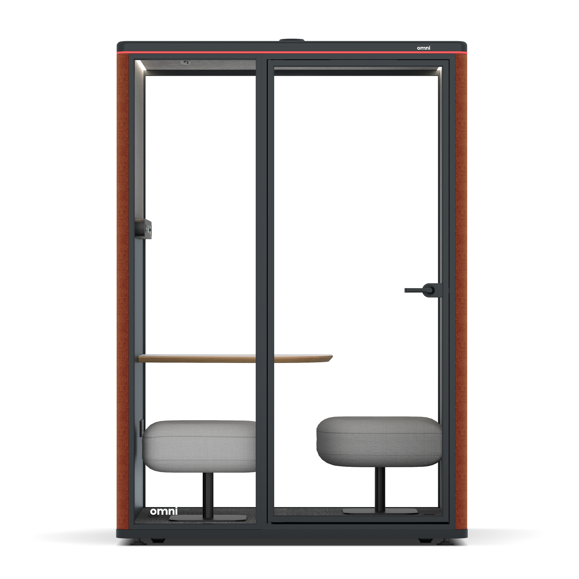 Omni TwoCorner Sofa - Diagonal Table / Bloody Orange / #a49f98