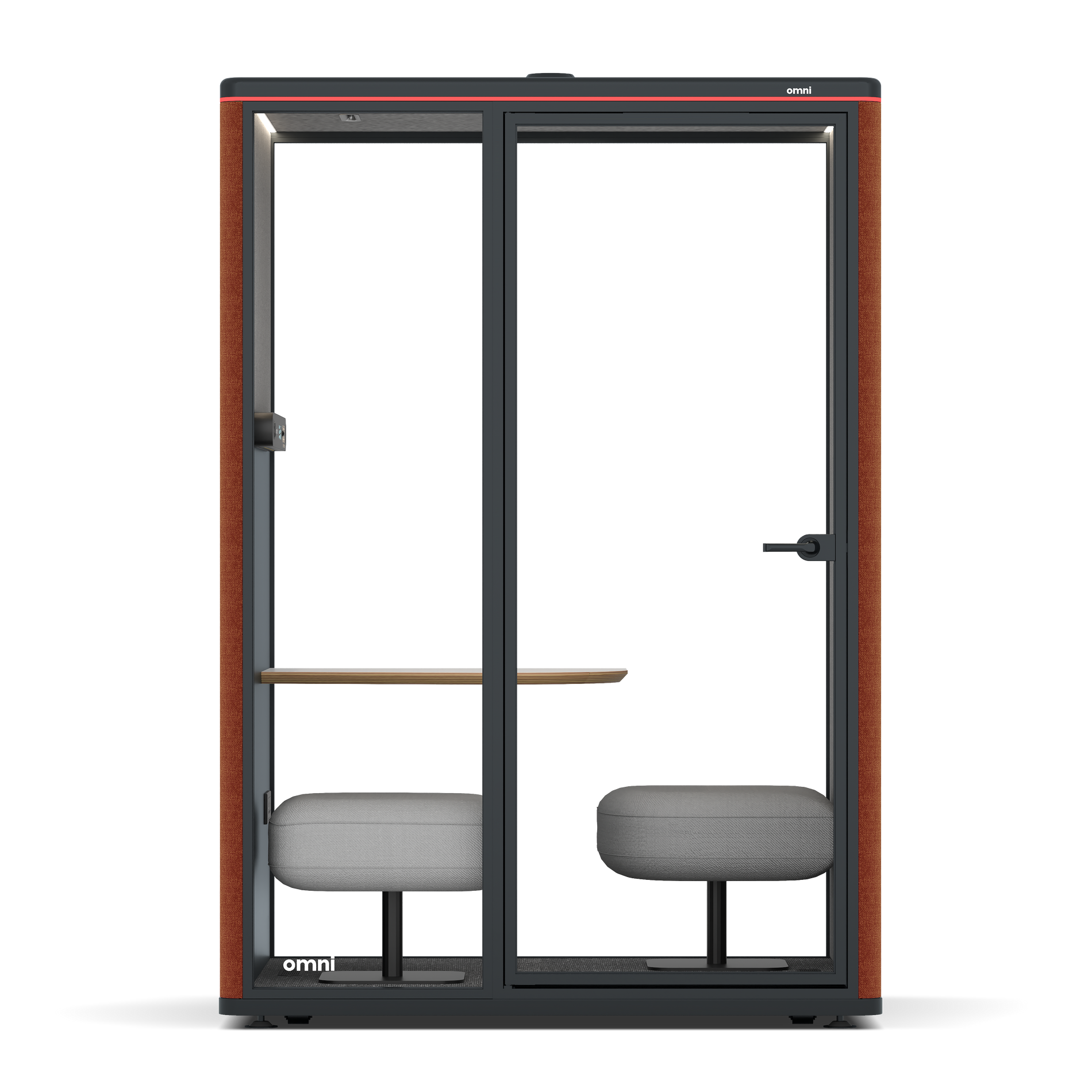 Omni TwoCorner Sofa - Diagonal Table / Bloody Orange / #6d6c69
