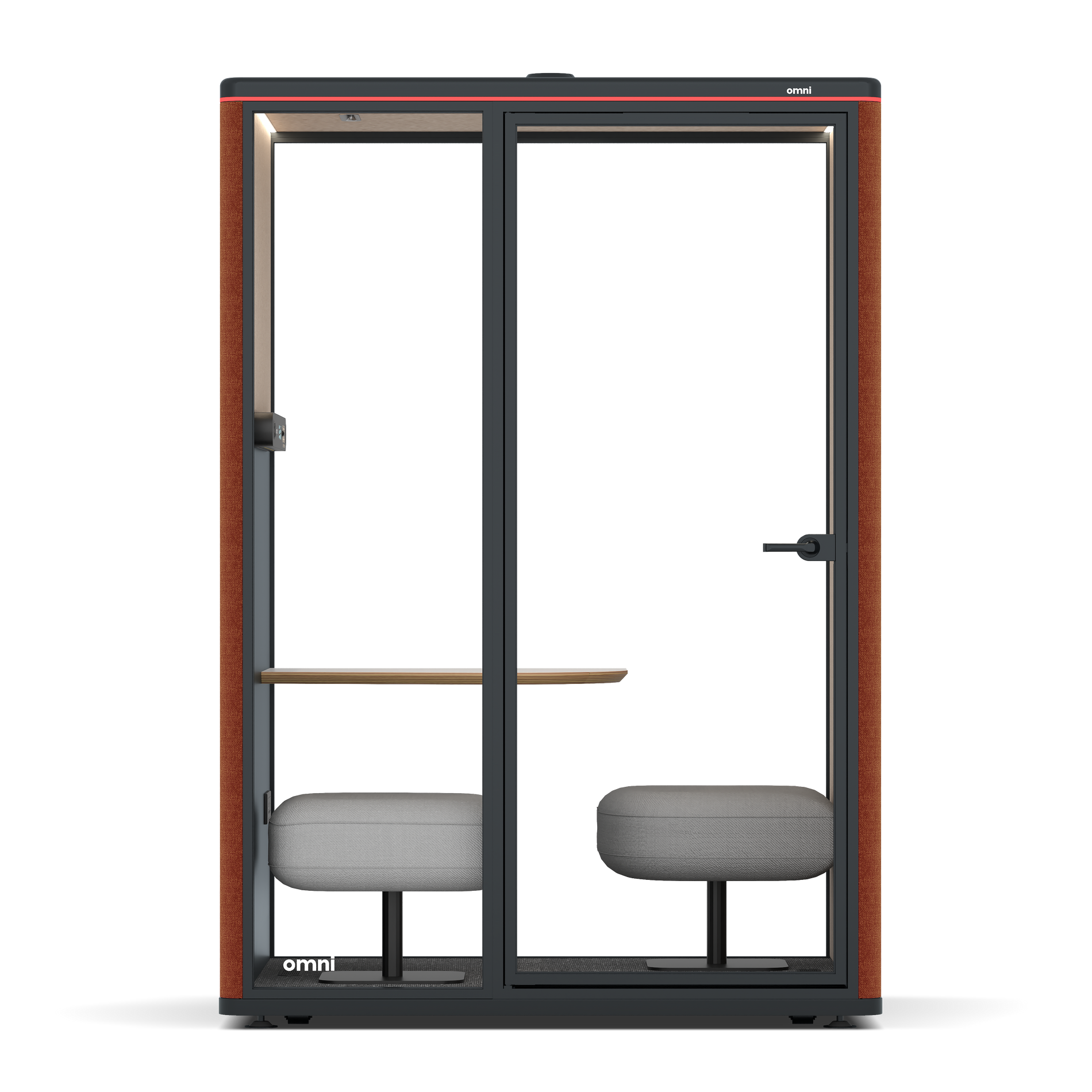 Omni TwoCorner Sofa - Diagonal Table / Bloody Orange / #a18e7e