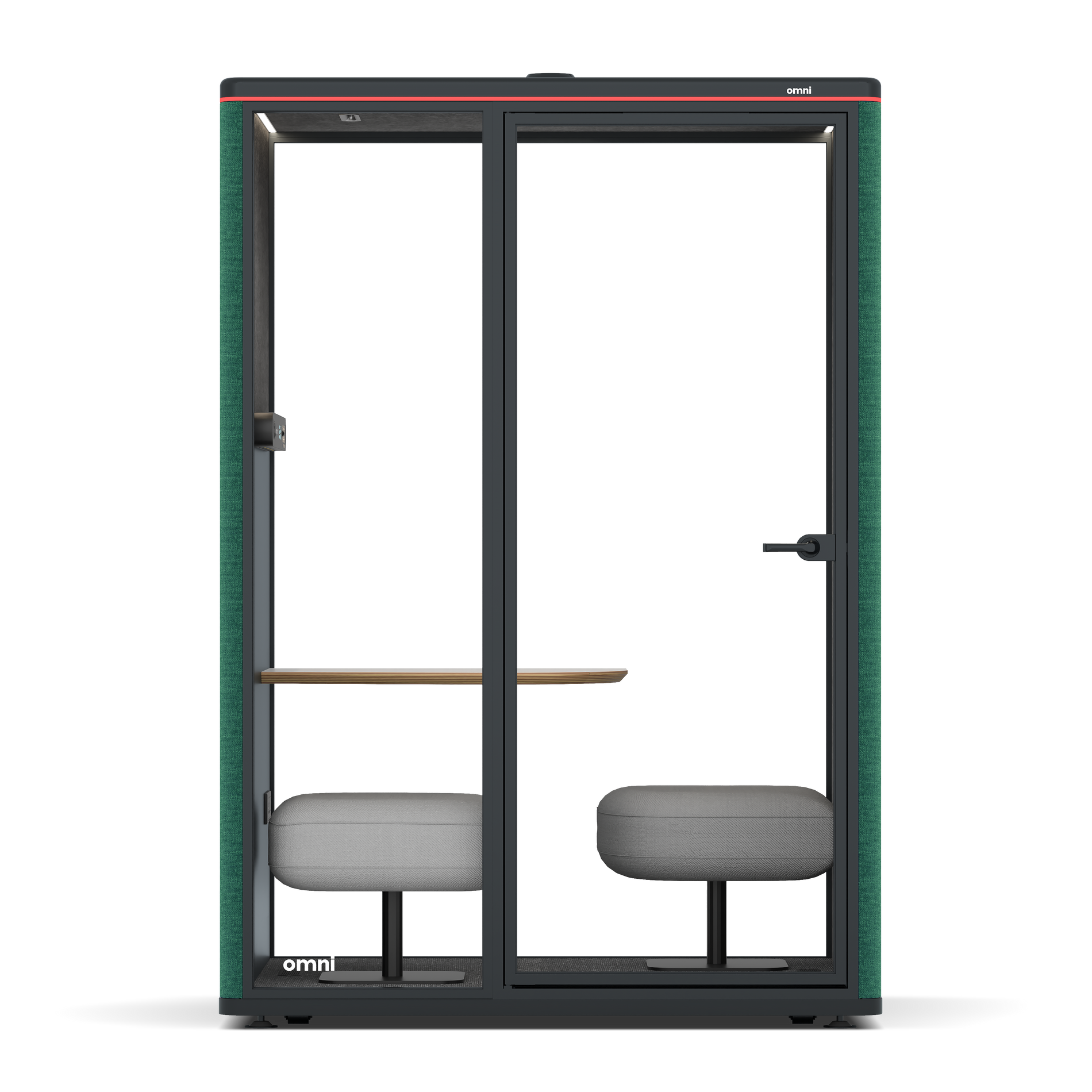 Omni TwoCorner Sofa - Diagonal Table / Gabriel Medley Forest Green / #615f5d