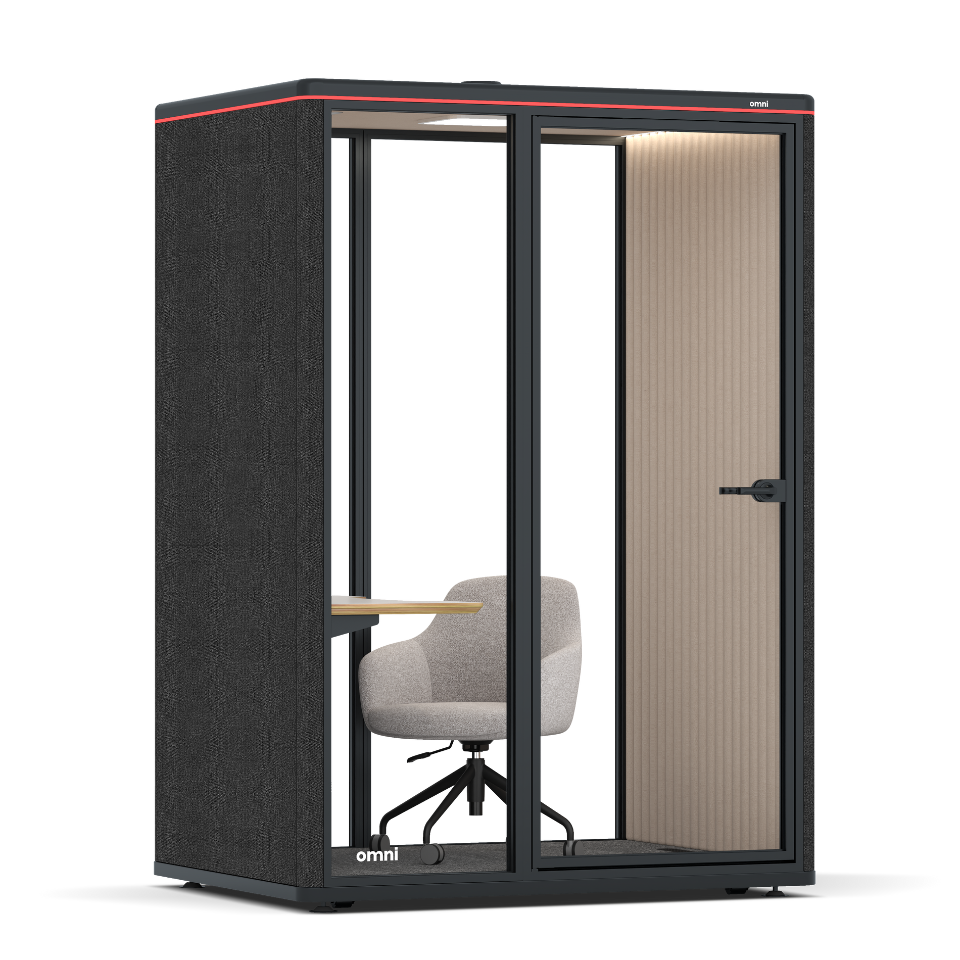 Omni TwoWork Station + Designer Office Chair / Gabriel Medley Black / Beige Corrugated