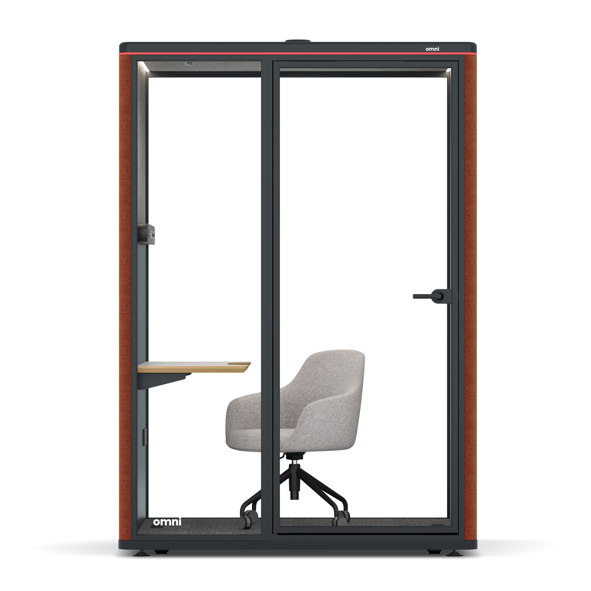 Omni TwoWork Station + Designer Office Chair / Bloody Orange / Light Grey Pet Board