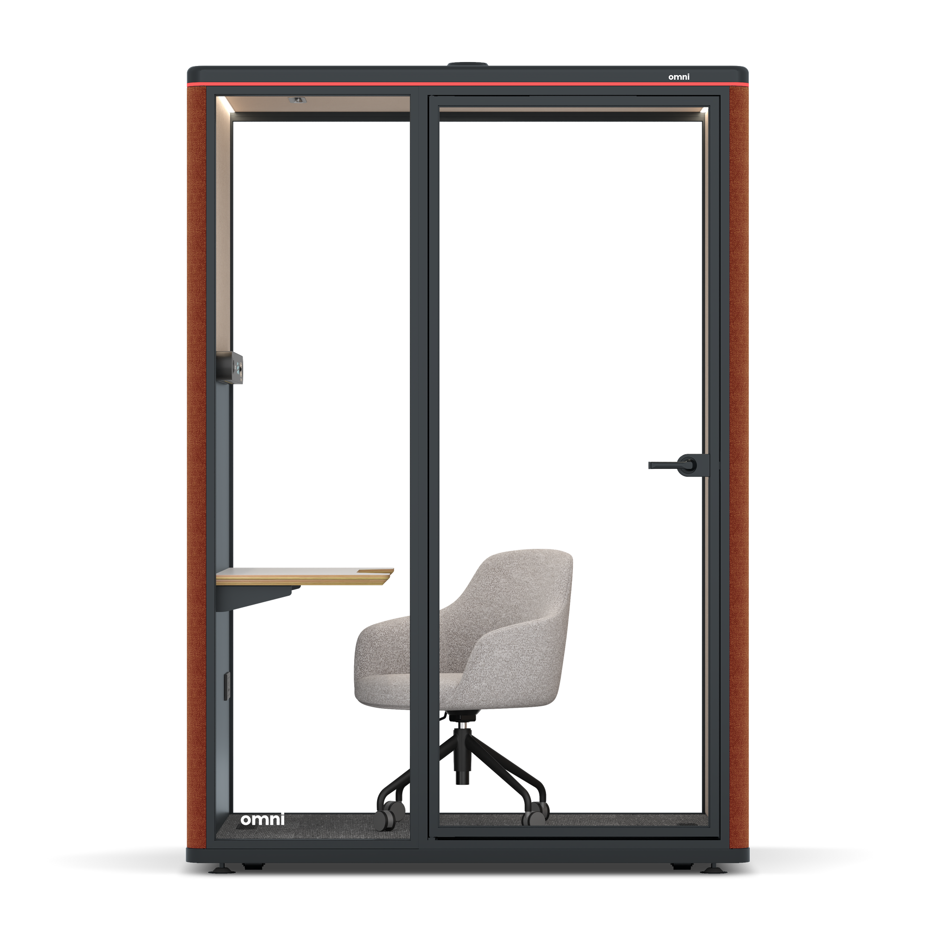 Omni TwoWork Station + Designer Office Chair / Bloody Orange / Beige Corrugated