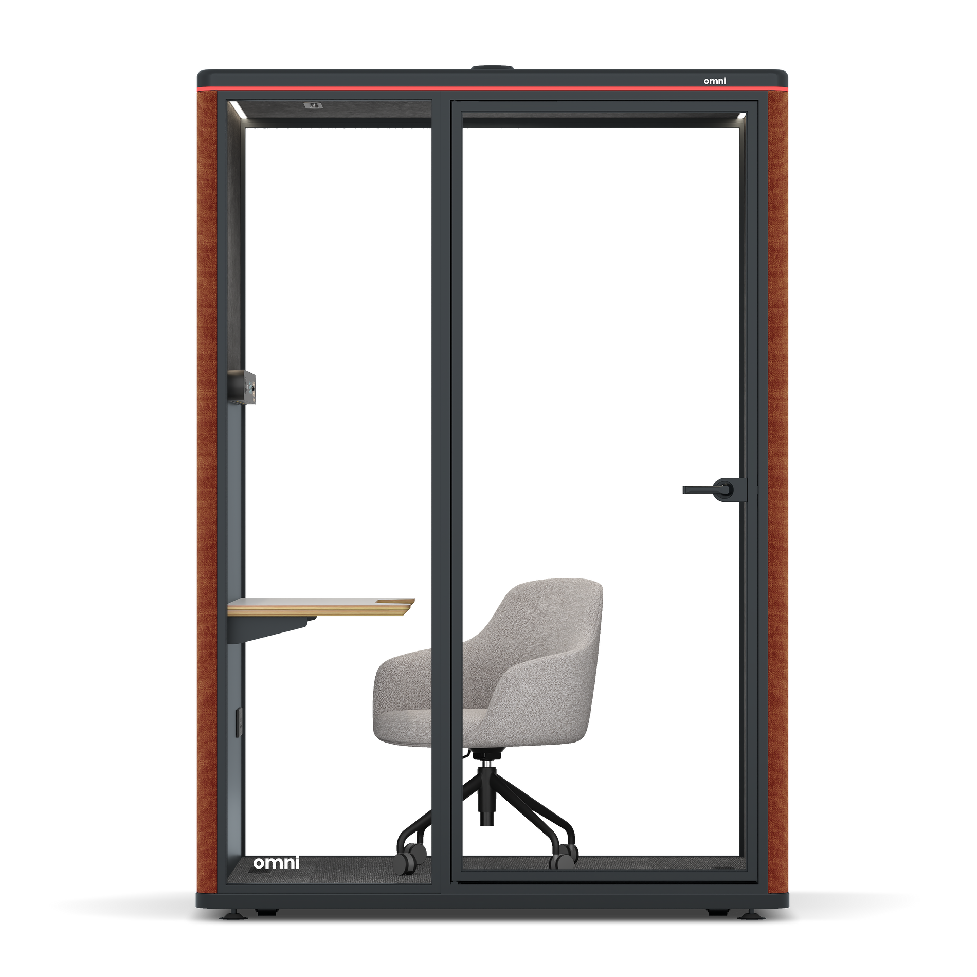 Omni TwoWork Station + Designer Office Chair / Bloody Orange / Dark Grey Pet Board
