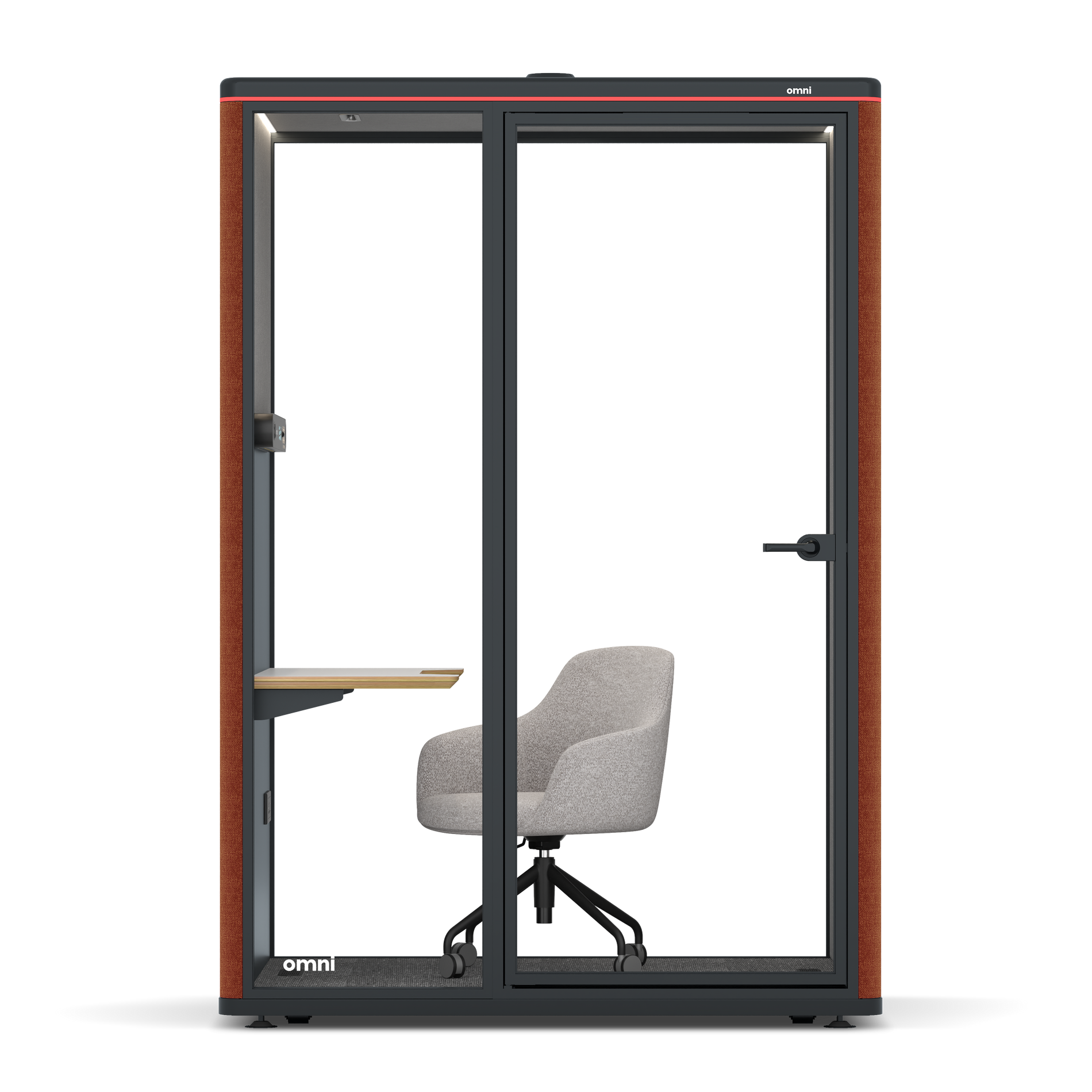 Omni TwoWork Station + Designer Office Chair / Bloody Orange / Grey Corrugated