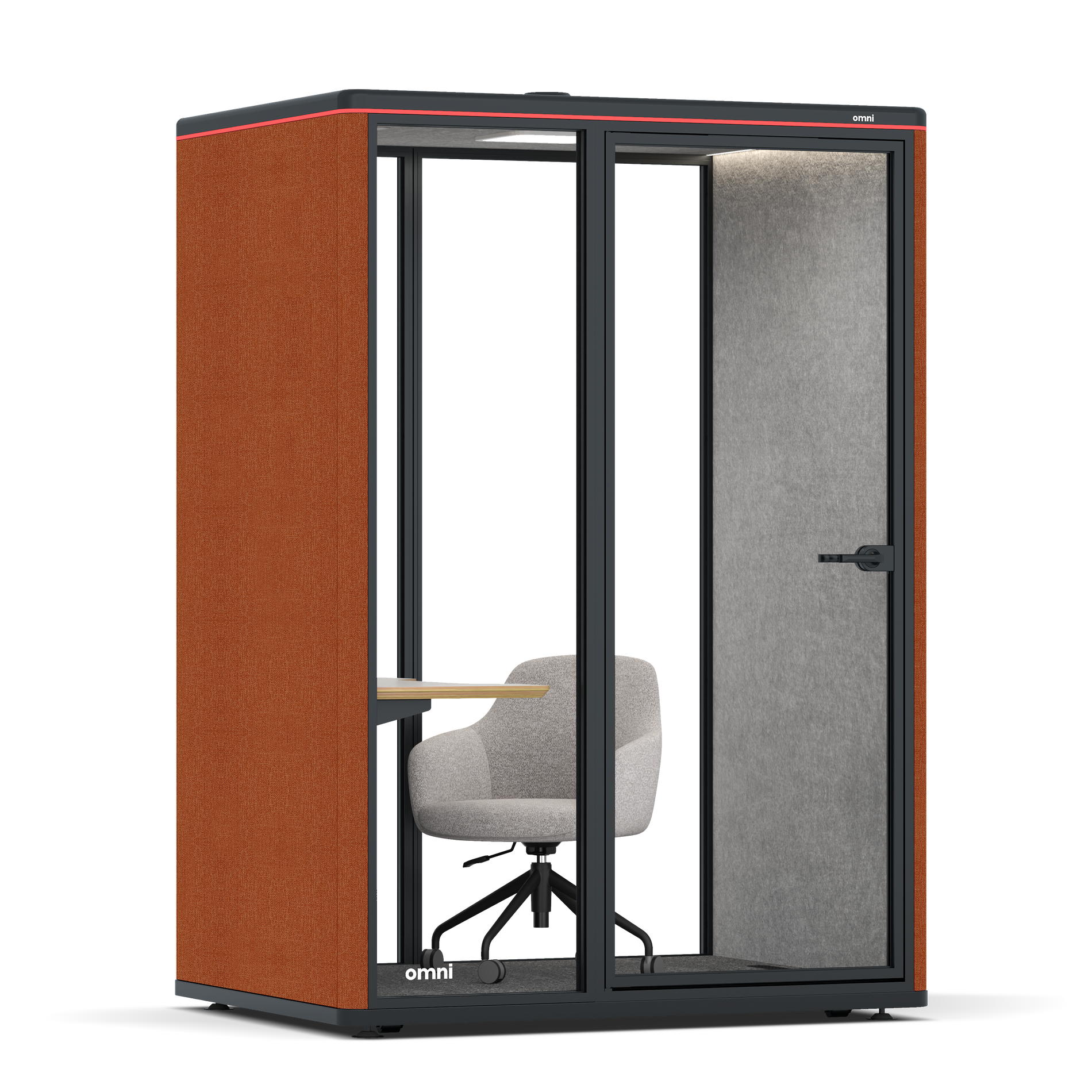 Omni TwoWork Station + Designer Office Chair / Bloody Orange / Light Grey Pet Board