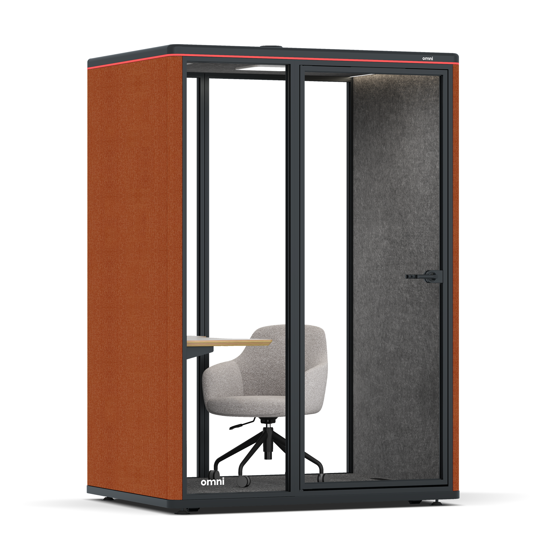 Omni TwoWork Station + Designer Office Chair / Bloody Orange / Dark Grey Pet Board