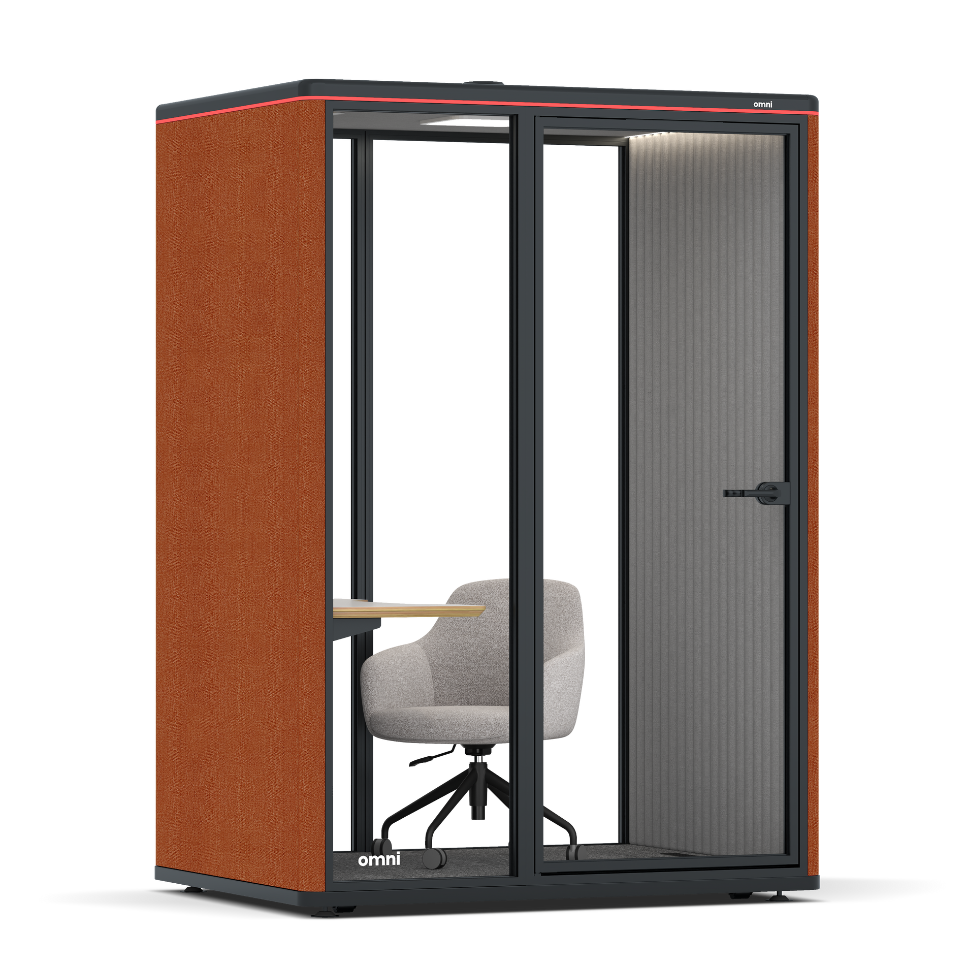 Omni TwoWork Station + Designer Office Chair / Bloody Orange / Grey Corrugated