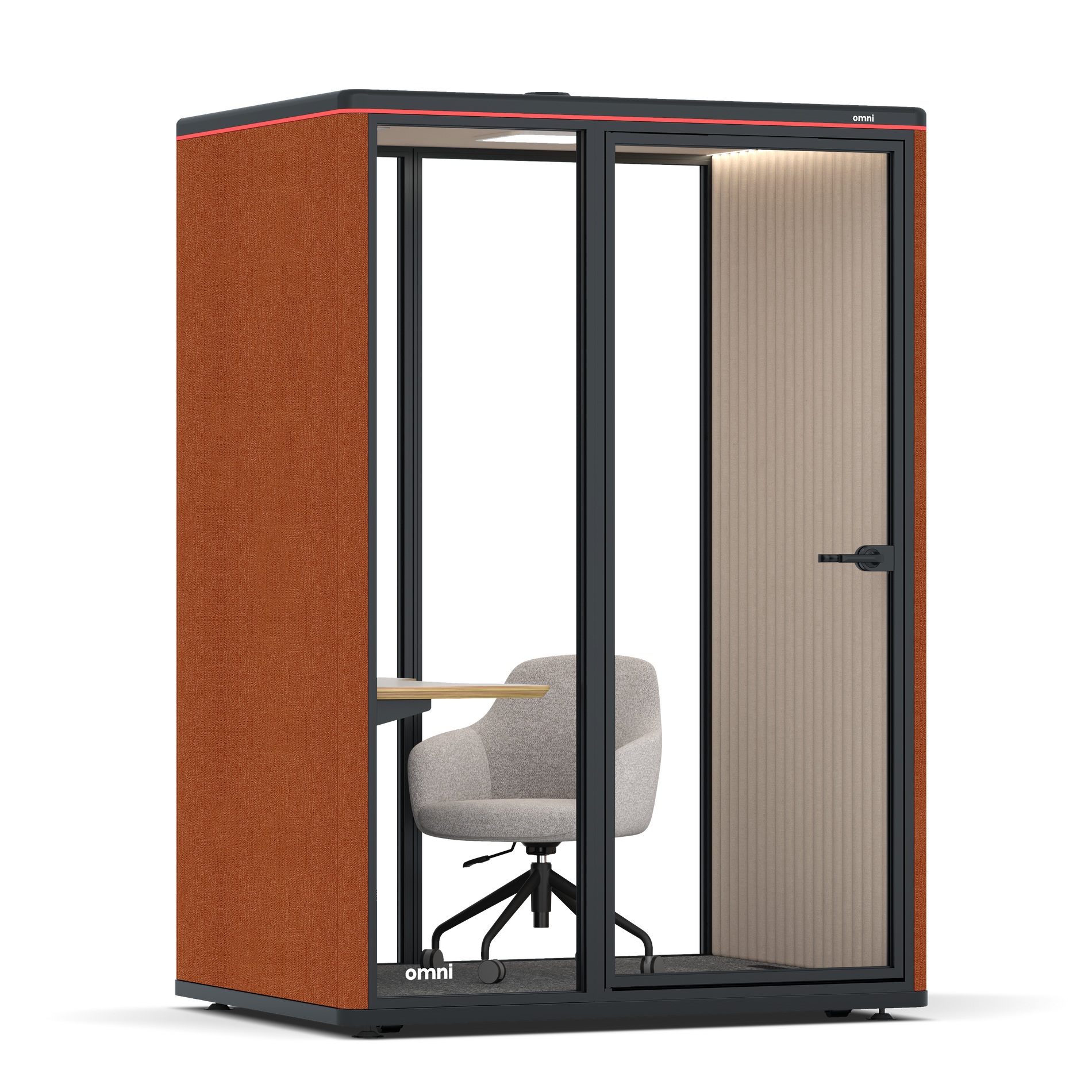 Omni TwoWork Station + Designer Office Chair / Bloody Orange / Beige Corrugated