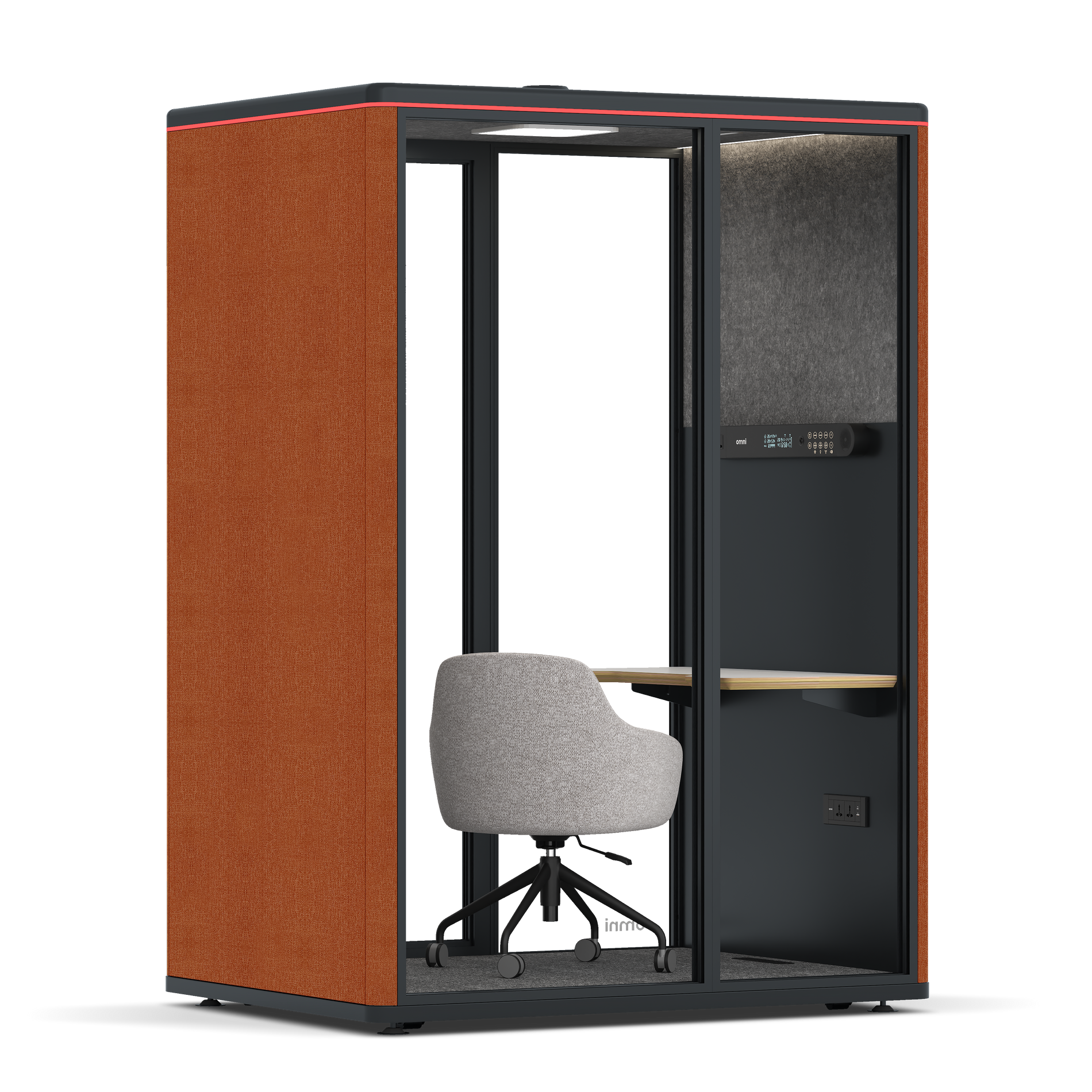Omni TwoWork Station + Designer Office Chair / Bloody Orange / Dark Grey Pet Board