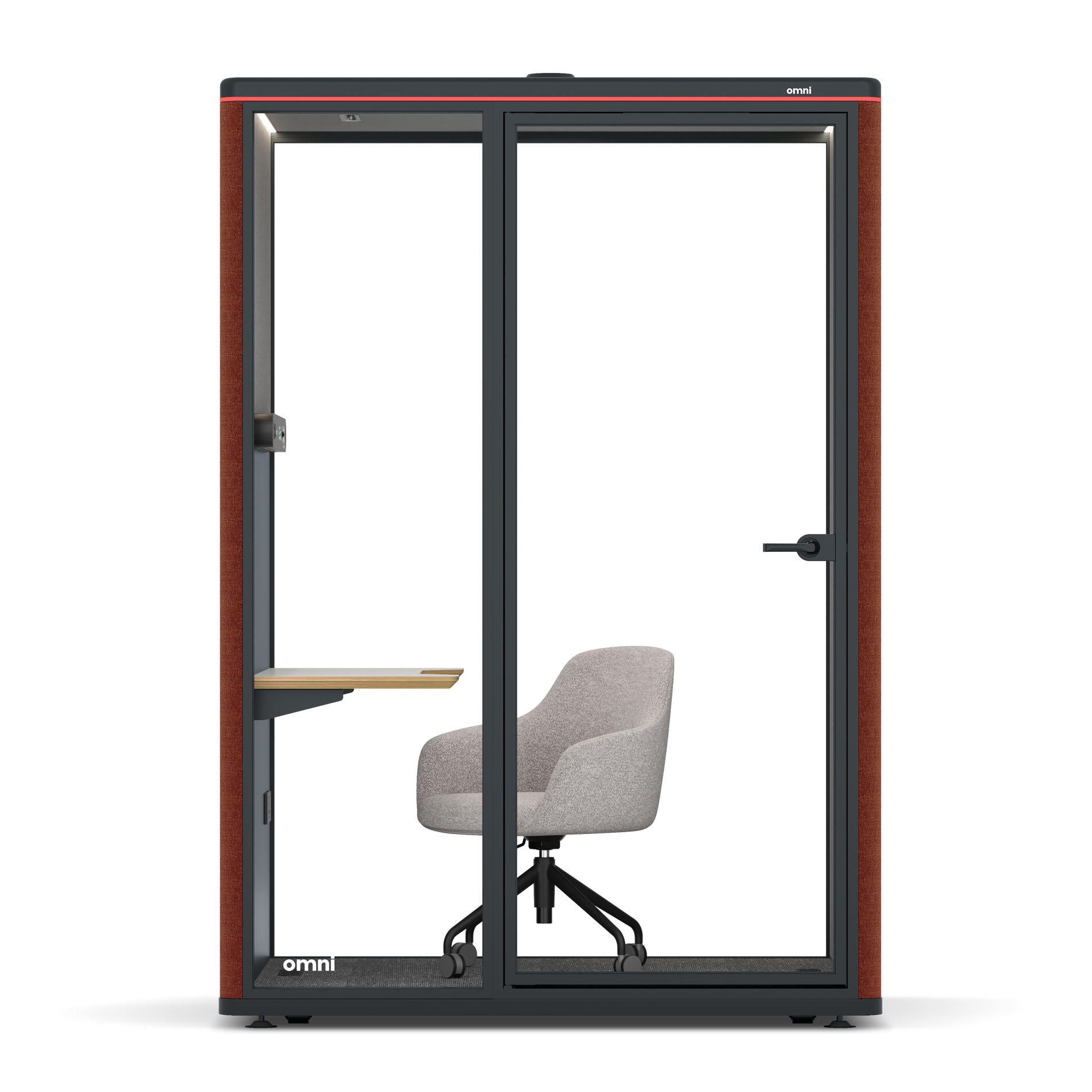 Omni TwoWork Station + Designer Office Chair / Gabriel Medley Deep Rouge / Grey Corrugated