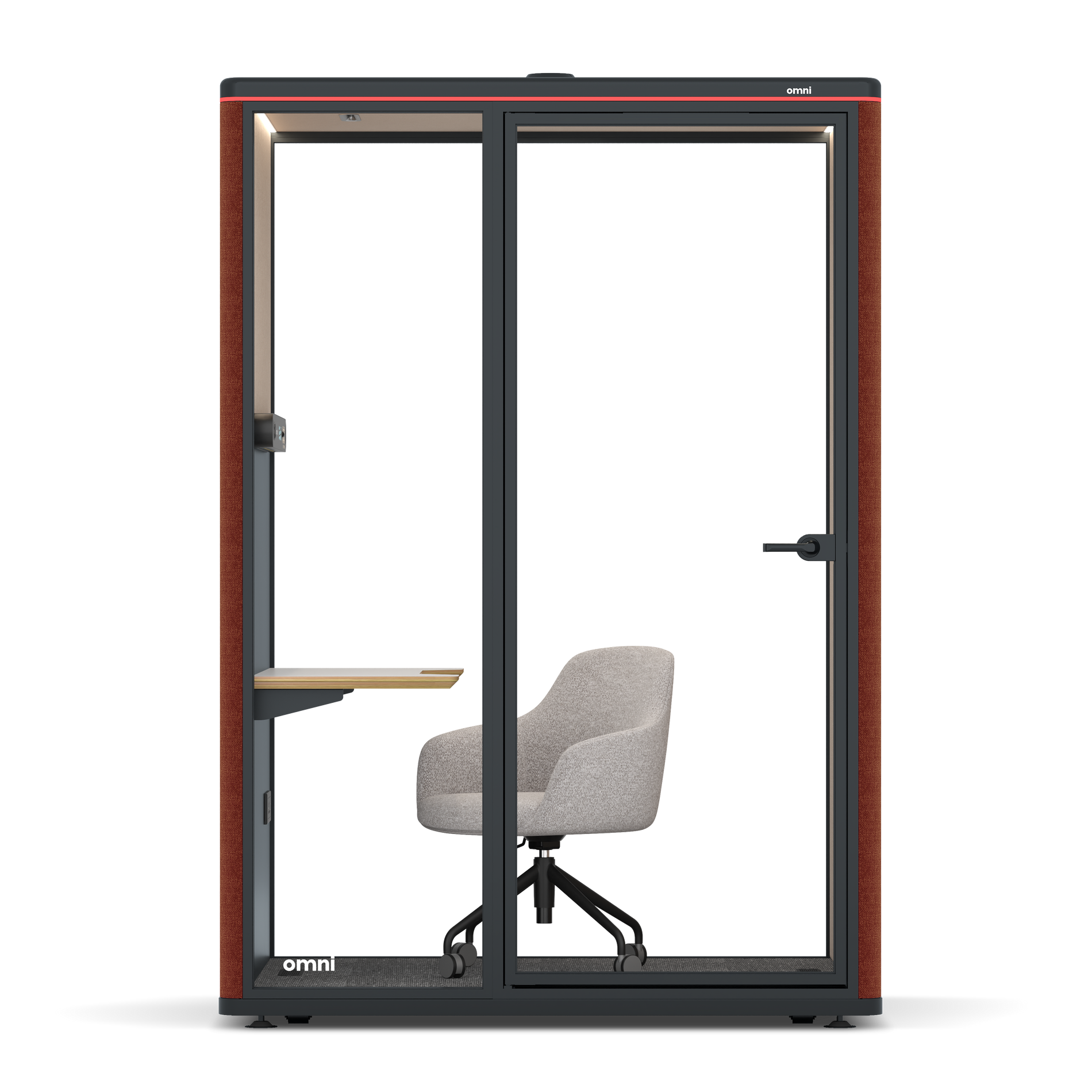 Omni TwoWork Station + Designer Office Chair / Gabriel Medley Deep Rouge / Beige Corrugated