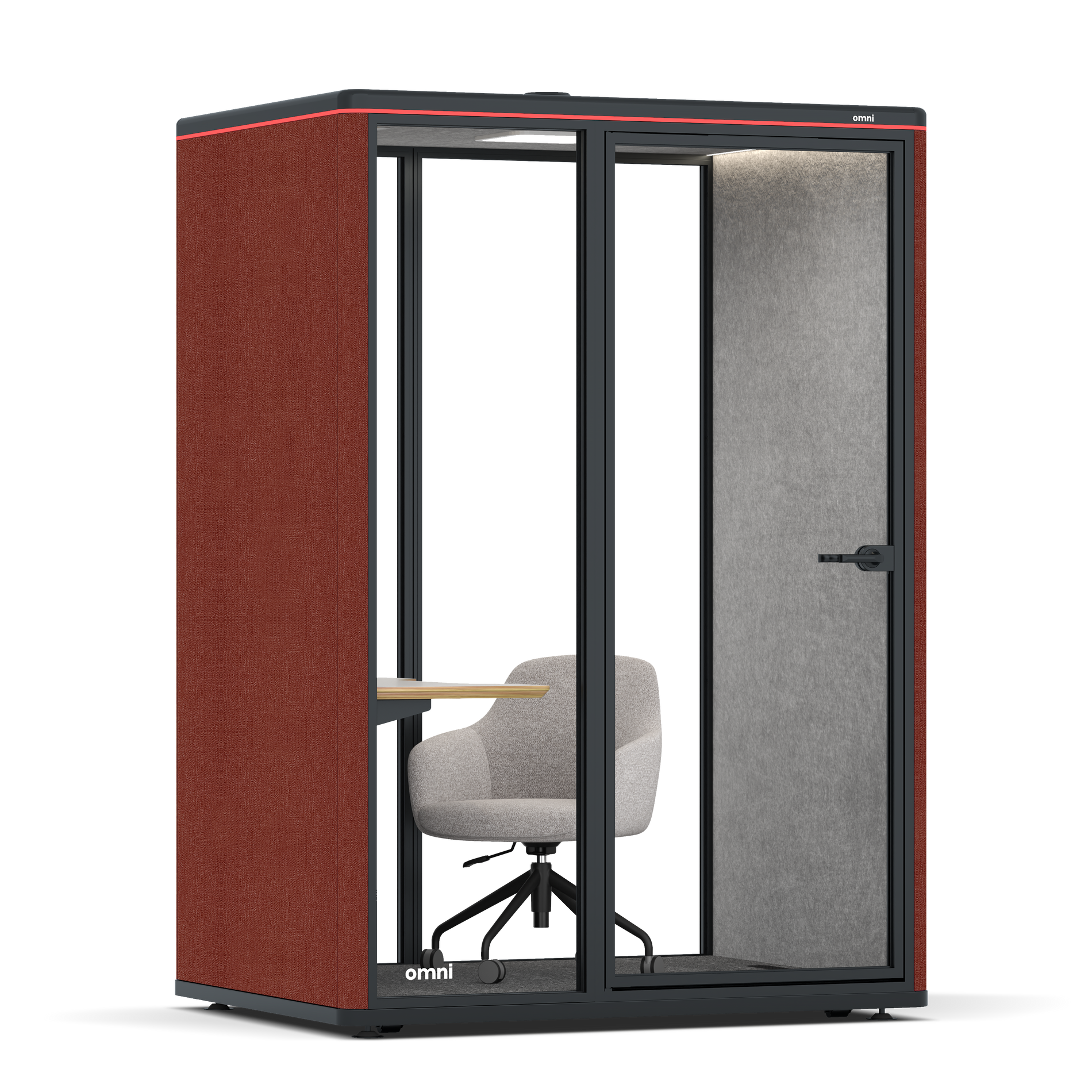 Omni TwoWork Station + Designer Office Chair / Gabriel Medley Deep Rouge / Light Grey Pet Board