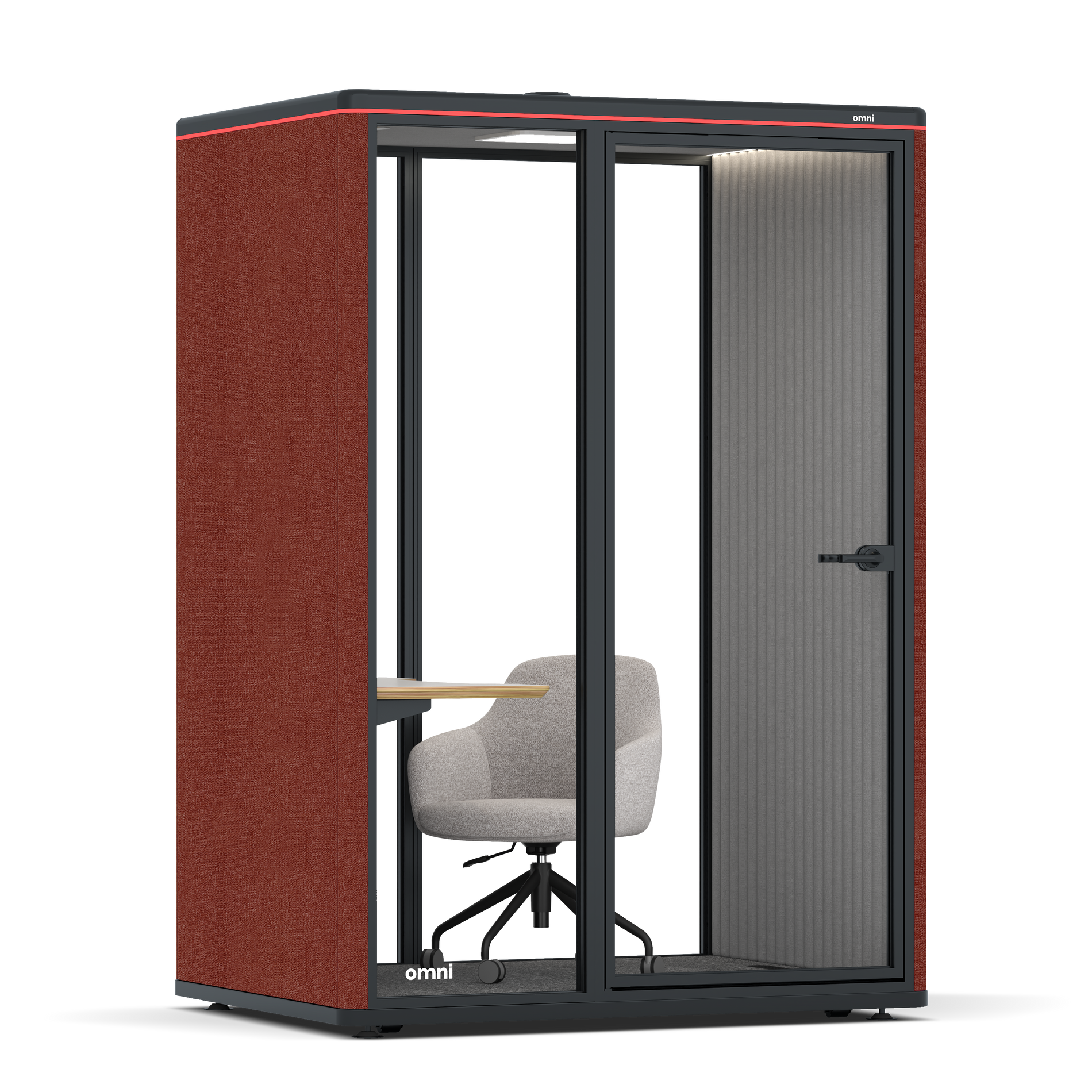 Omni TwoWork Station + Designer Office Chair / Gabriel Medley Deep Rouge / Grey Corrugated