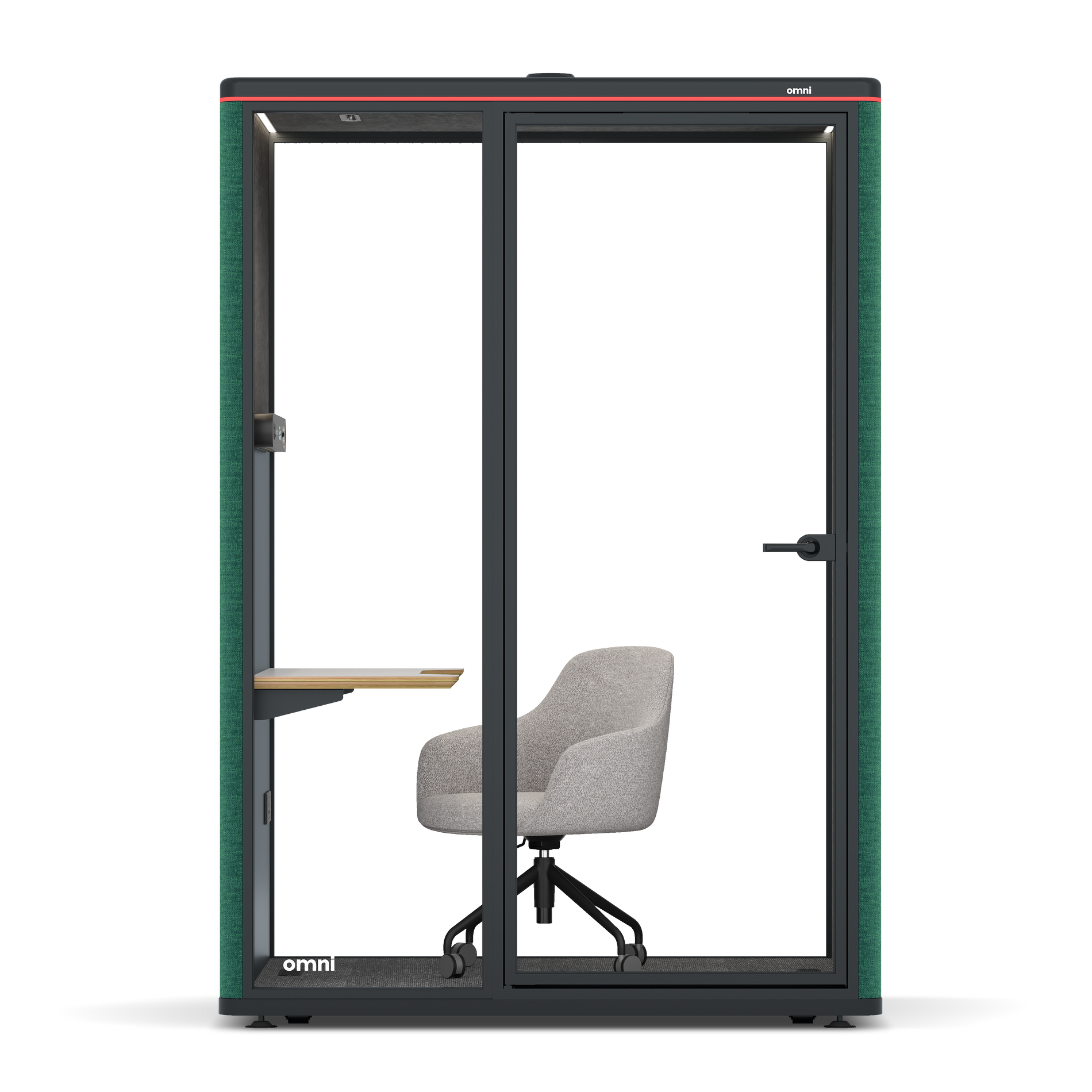 Omni TwoWork Station + Designer Office Chair / Gabriel Medley Forest Green / Dark Grey Pet Board