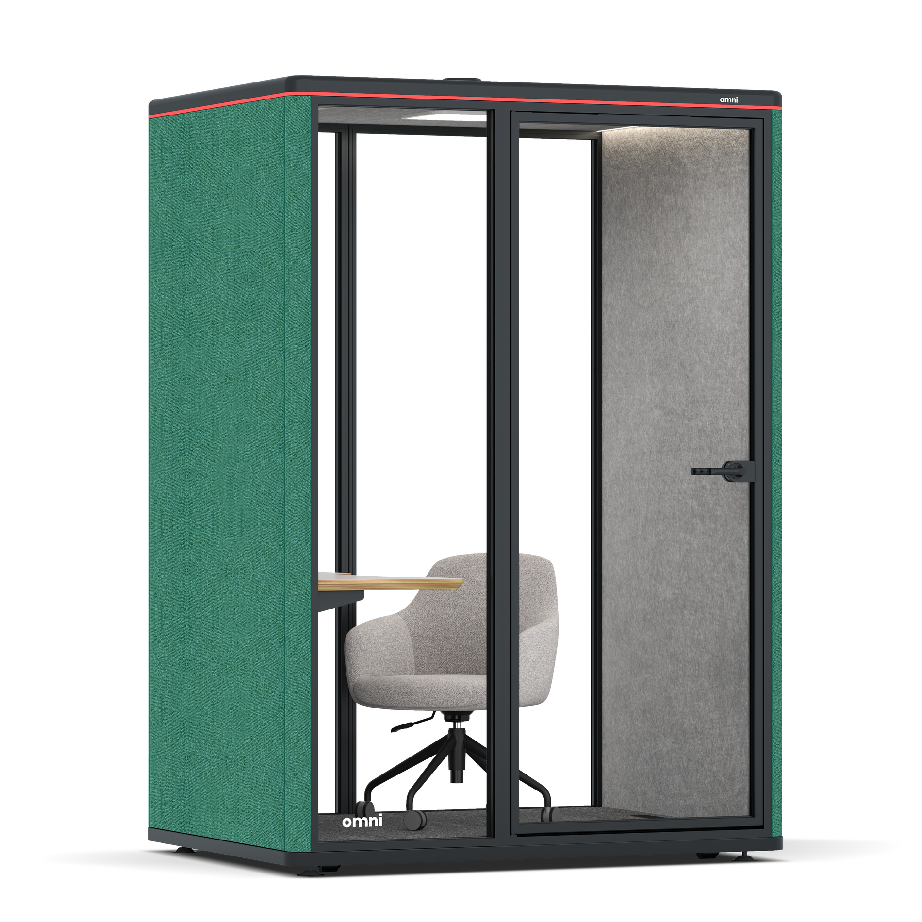 Omni TwoWork Station + Designer Office Chair / Gabriel Medley Forest Green / Light Grey Pet Board