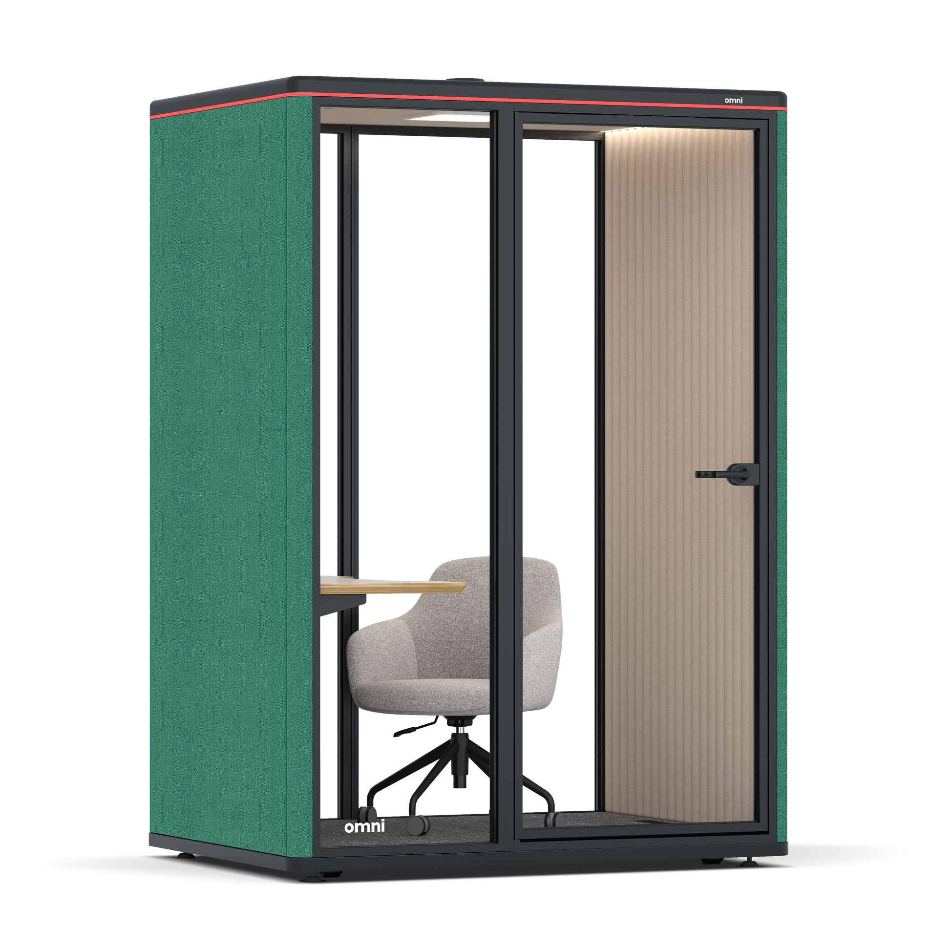 Omni TwoWork Station + Designer Office Chair / Gabriel Medley Forest Green / Beige Corrugated