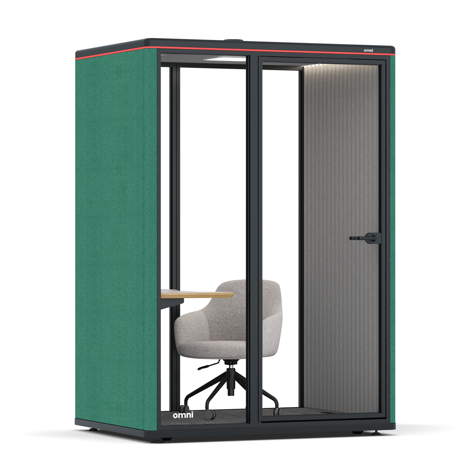 Omni TwoWork Station + Designer Office Chair / Gabriel Medley Forest Green / Grey Corrugated