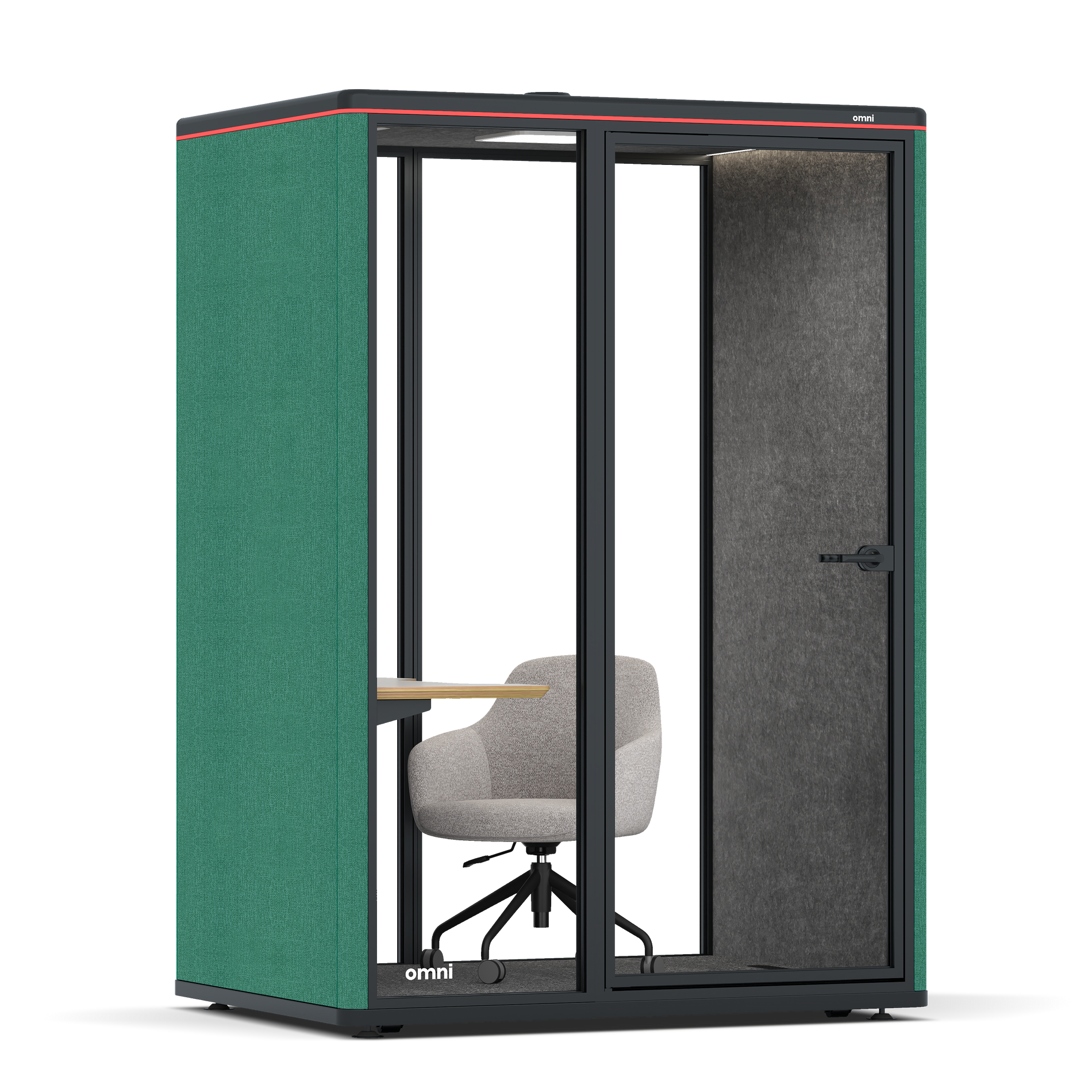 Omni TwoWork Station + Designer Office Chair / Gabriel Medley Forest Green / Dark Grey Pet Board