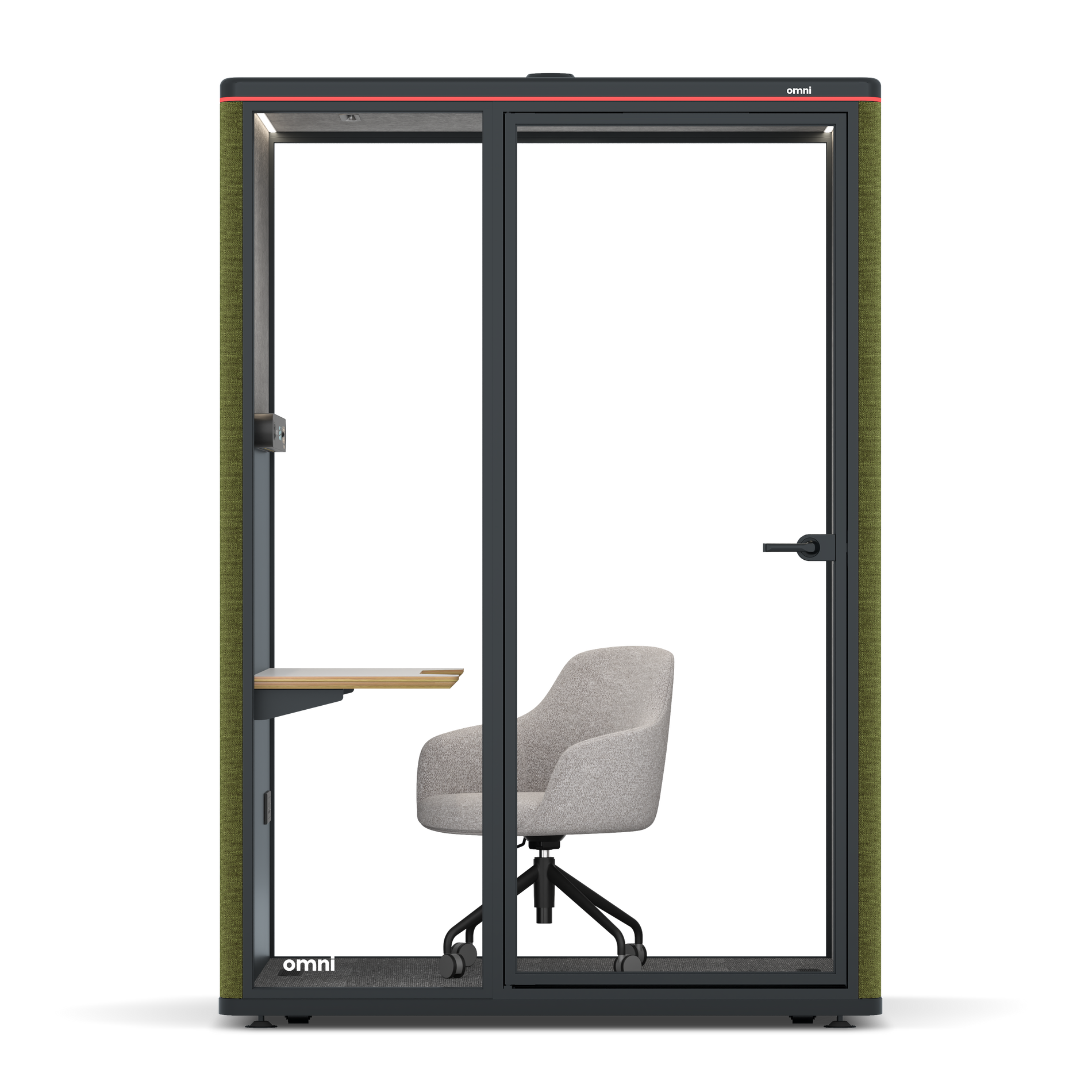 Omni TwoWork Station + Designer Office Chair / Gabriel Medley Meadow Green / Light Grey Pet Board