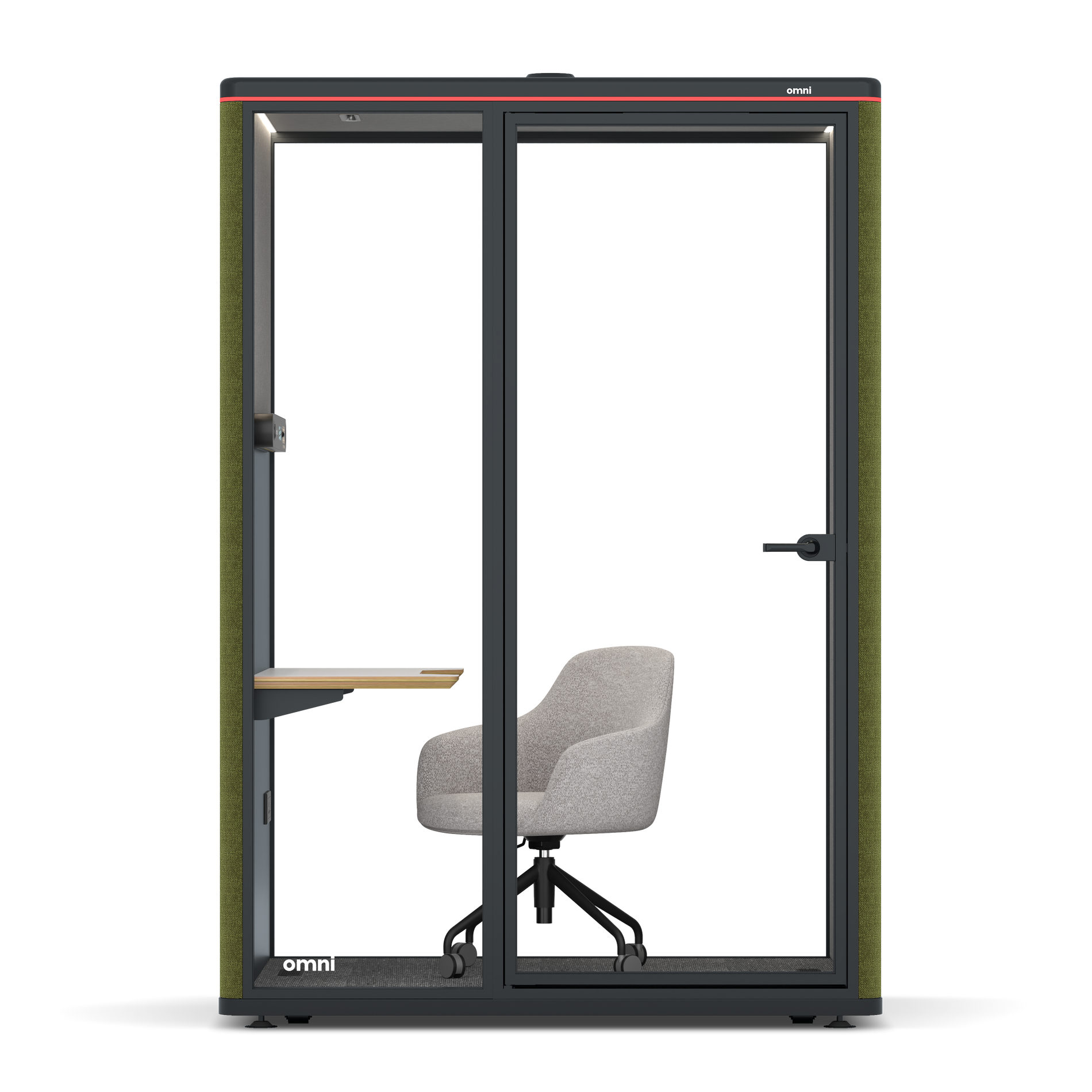 Omni TwoWork Station + Designer Office Chair / Gabriel Medley Meadow Green / Grey Corrugated