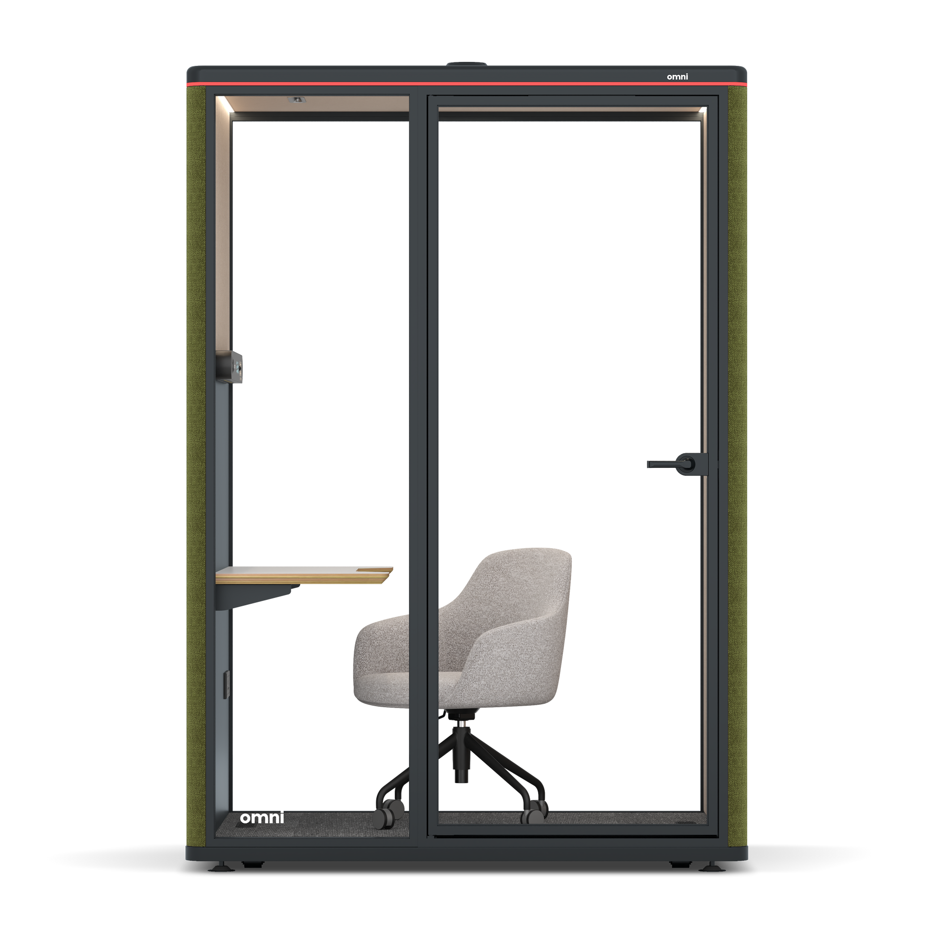 Omni TwoWork Station + Designer Office Chair / Gabriel Medley Meadow Green / Beige Corrugated