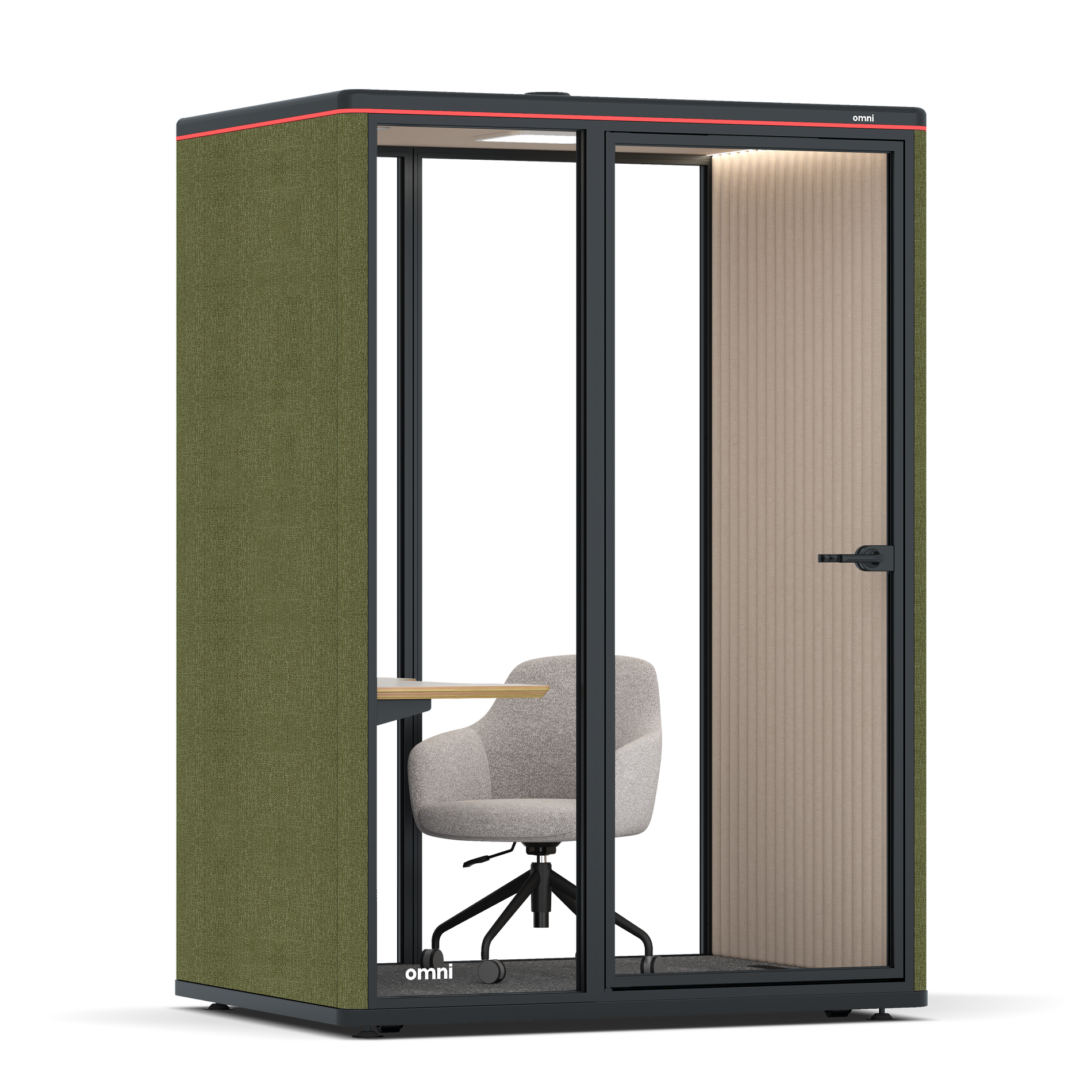 Omni TwoWork Station + Designer Office Chair / Gabriel Medley Meadow Green / Beige Corrugated
