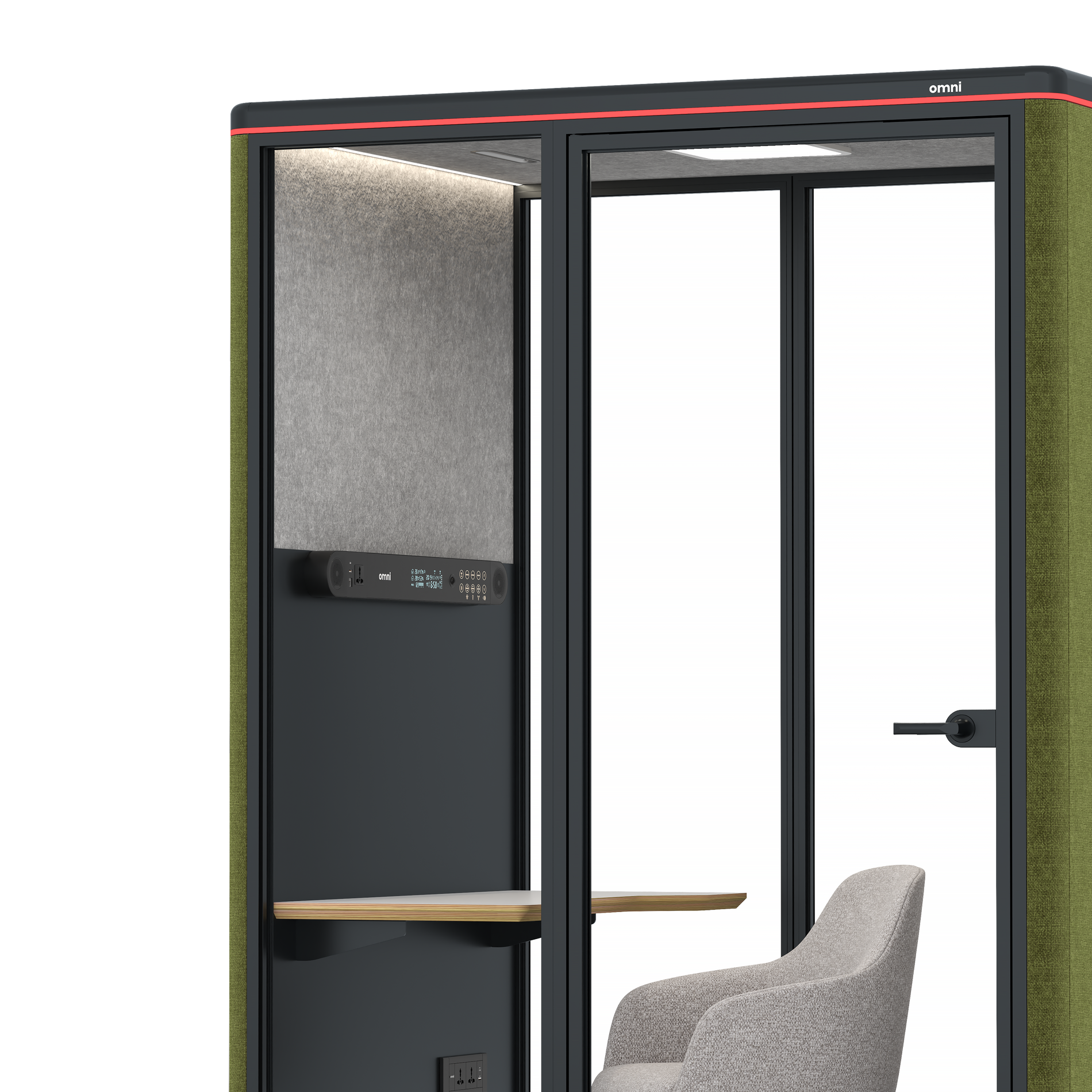Omni TwoWork Station + Designer Office Chair / Gabriel Medley Meadow Green / Light Grey Pet Board