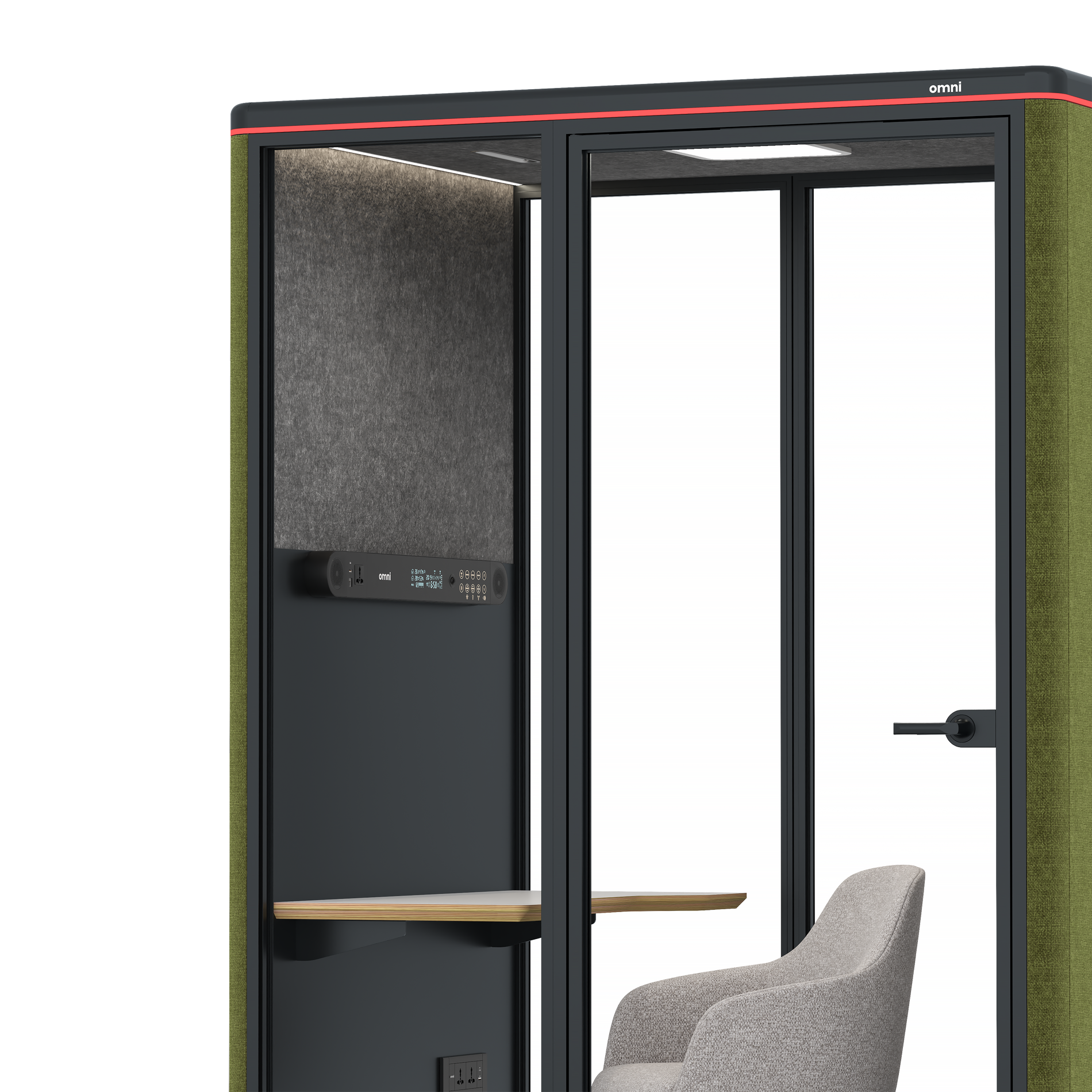 Omni TwoWork Station + Designer Office Chair / Gabriel Medley Meadow Green / Dark Grey Pet Board