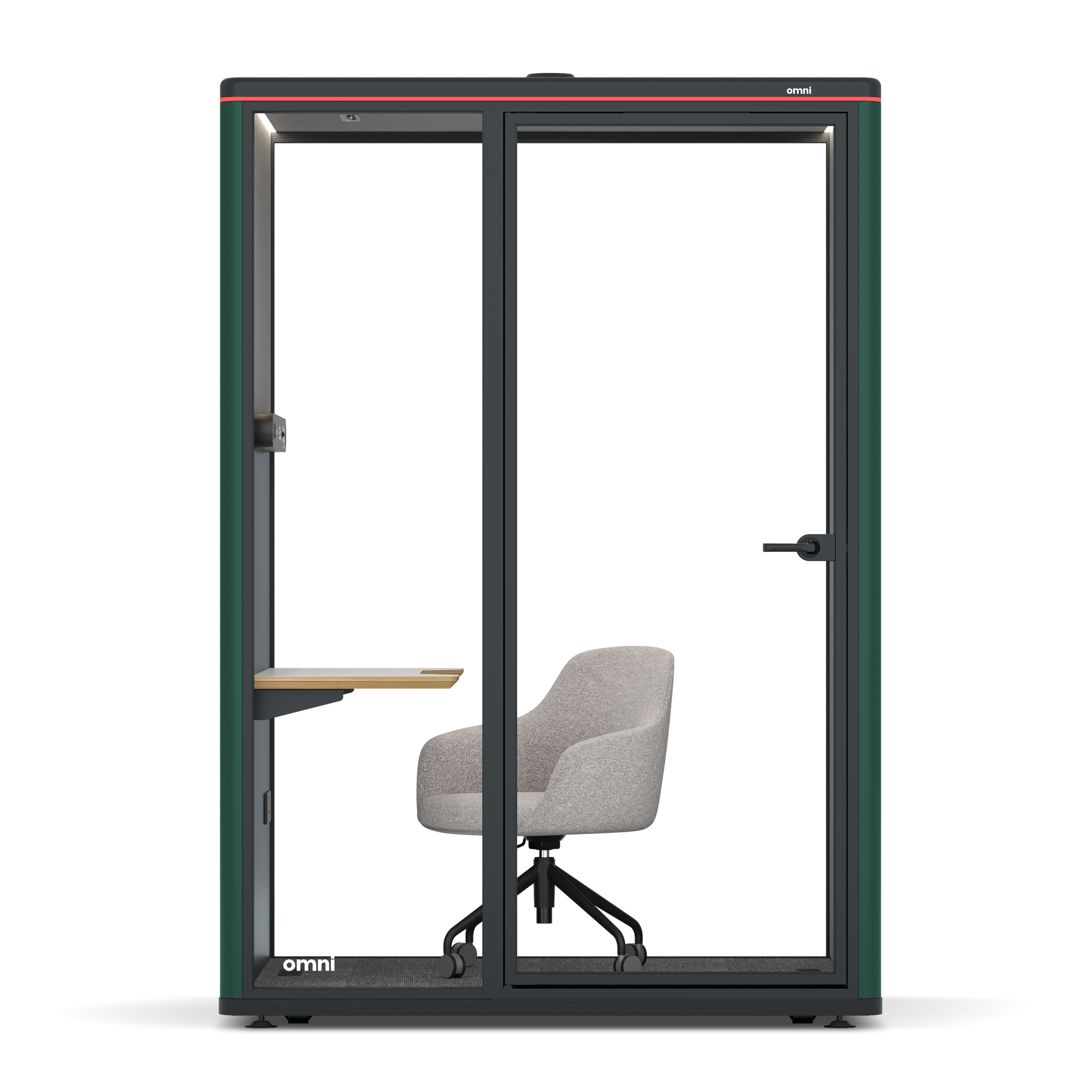 Omni TwoWork Station + Designer Office Chair / RAL Moss Green / Grey Corrugated