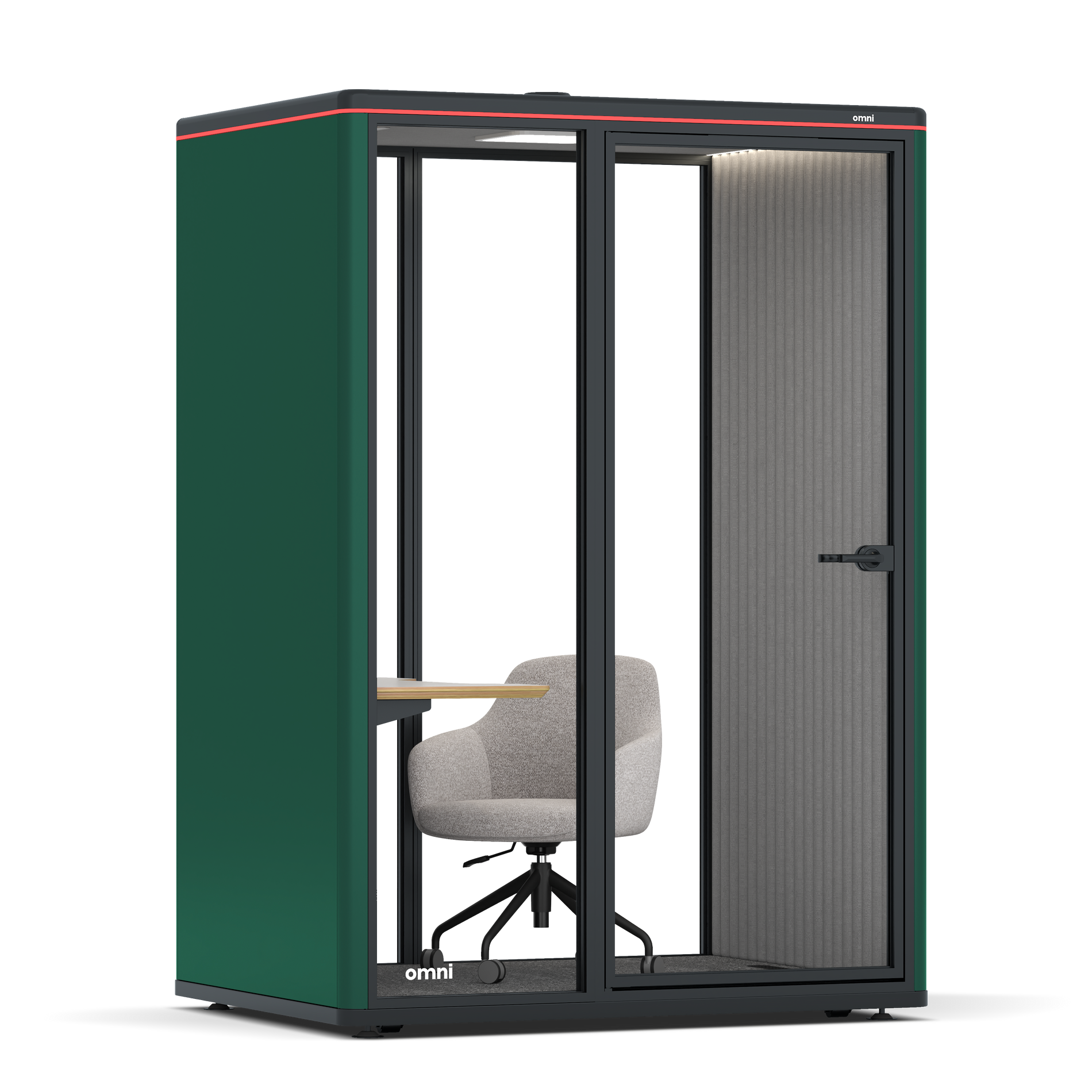 Omni TwoWork Station + Designer Office Chair / RAL Moss Green / Grey Corrugated