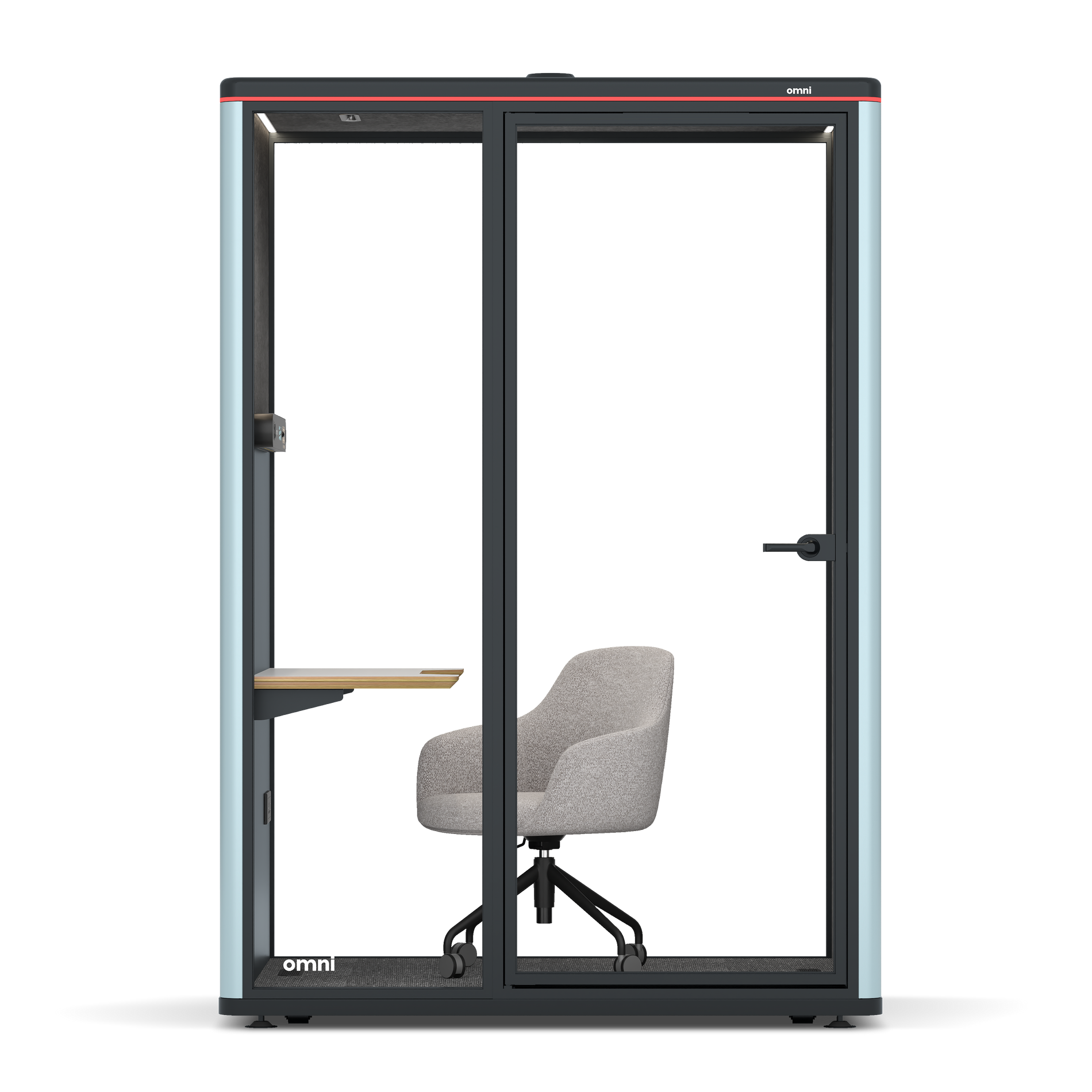Omni TwoWork Station + Designer Office Chair / RAL Grey Blue / Dark Grey Pet Board