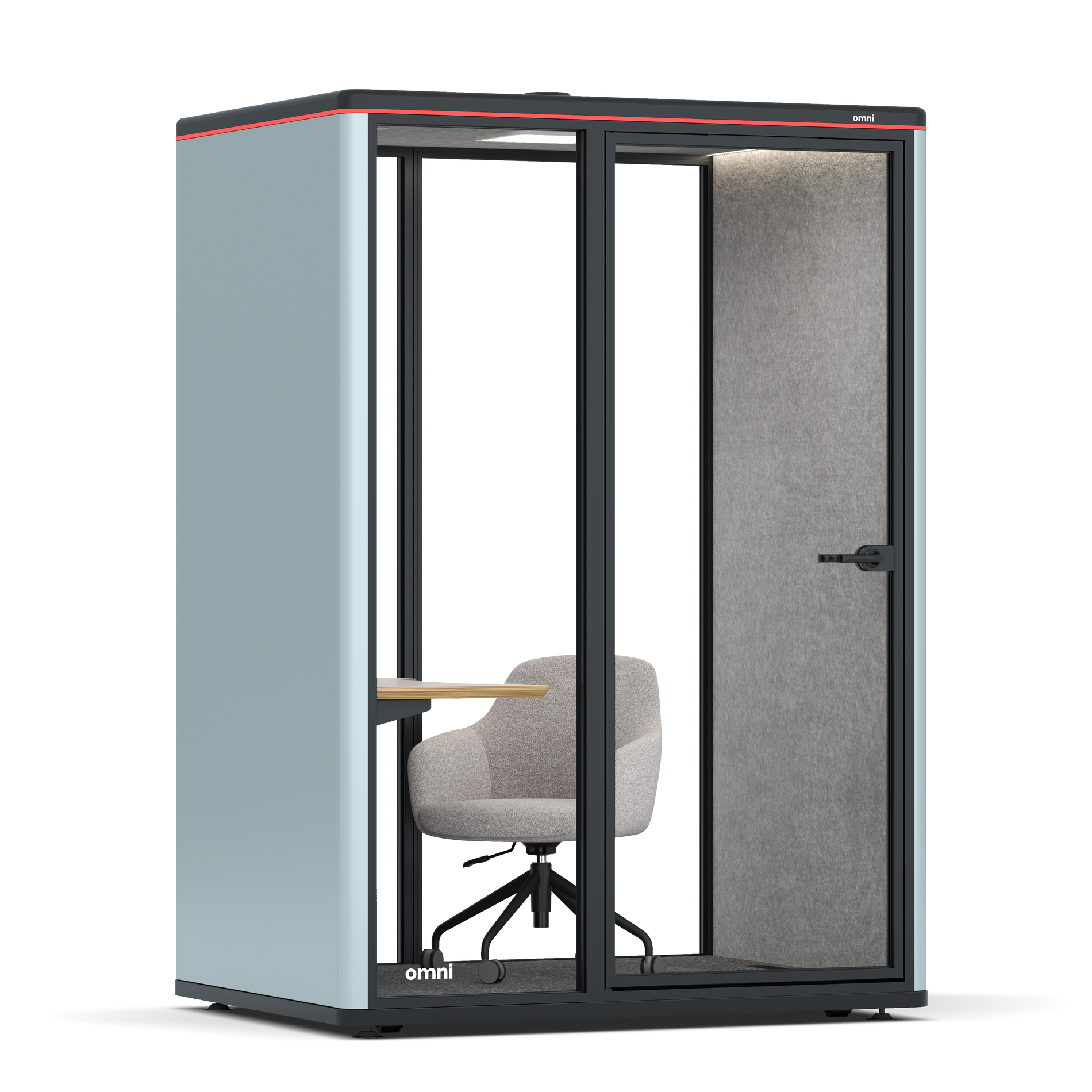 Omni TwoWork Station + Designer Office Chair / RAL Grey Blue / Light Grey Pet Board