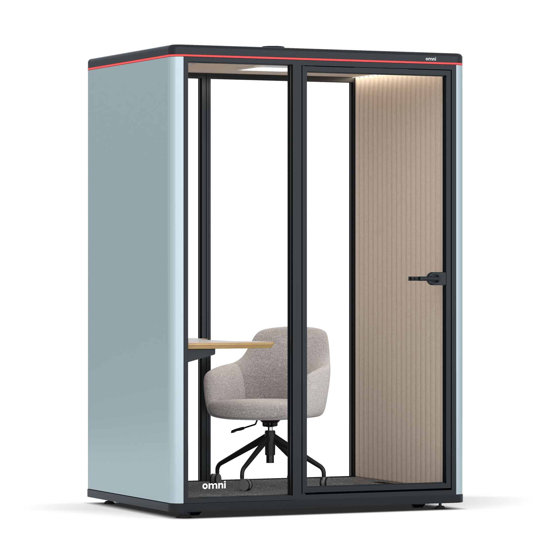 Omni TwoWork Station + Designer Office Chair / RAL Grey Blue / Beige Corrugated