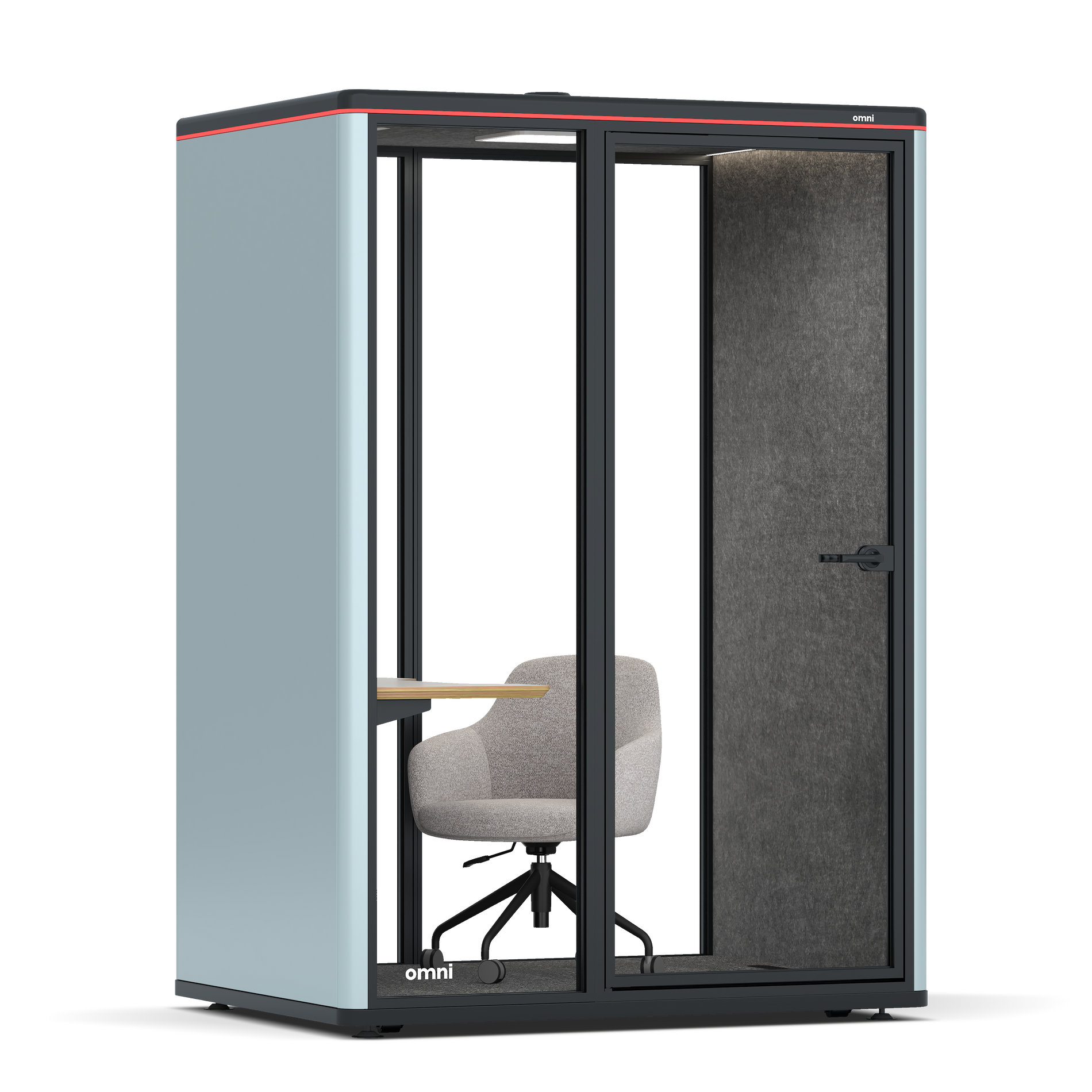 Omni TwoWork Station + Designer Office Chair / RAL Grey Blue / Dark Grey Pet Board