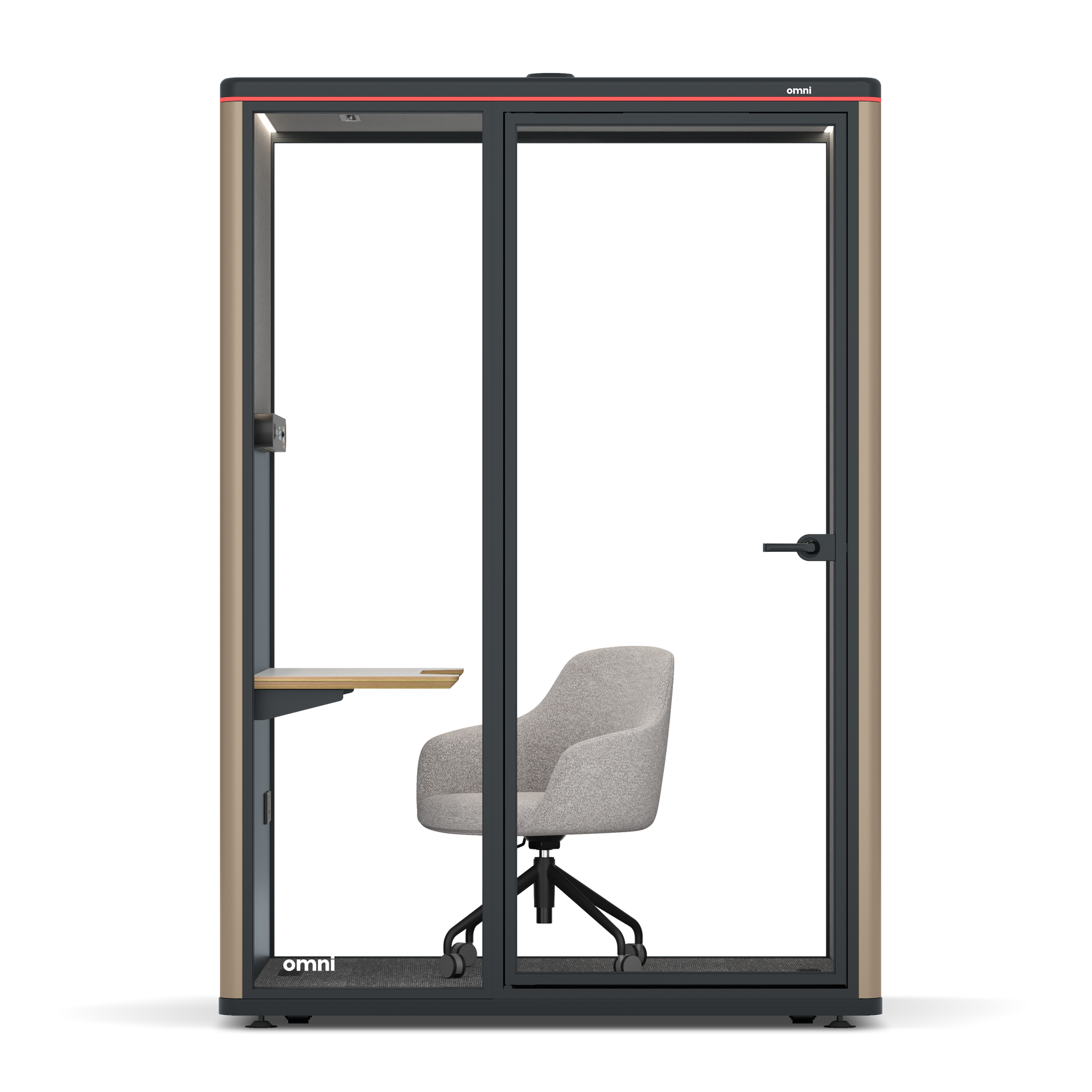 Omni TwoWork Station + Designer Office Chair / RAL Grey Beige / Dark Grey Pet Board