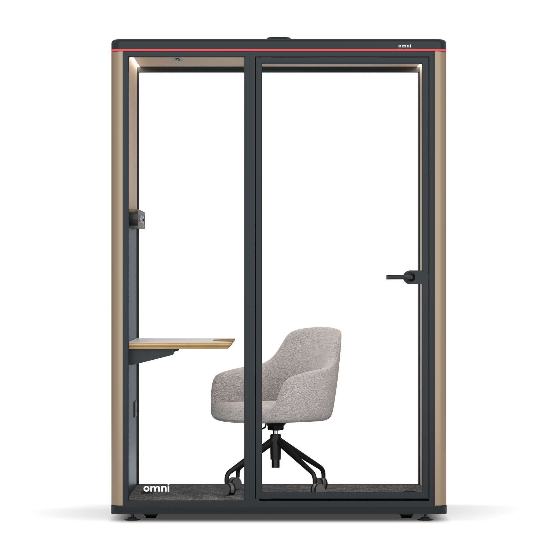 Omni TwoWork Station + Designer Office Chair / RAL Grey Beige / Beige Corrugated