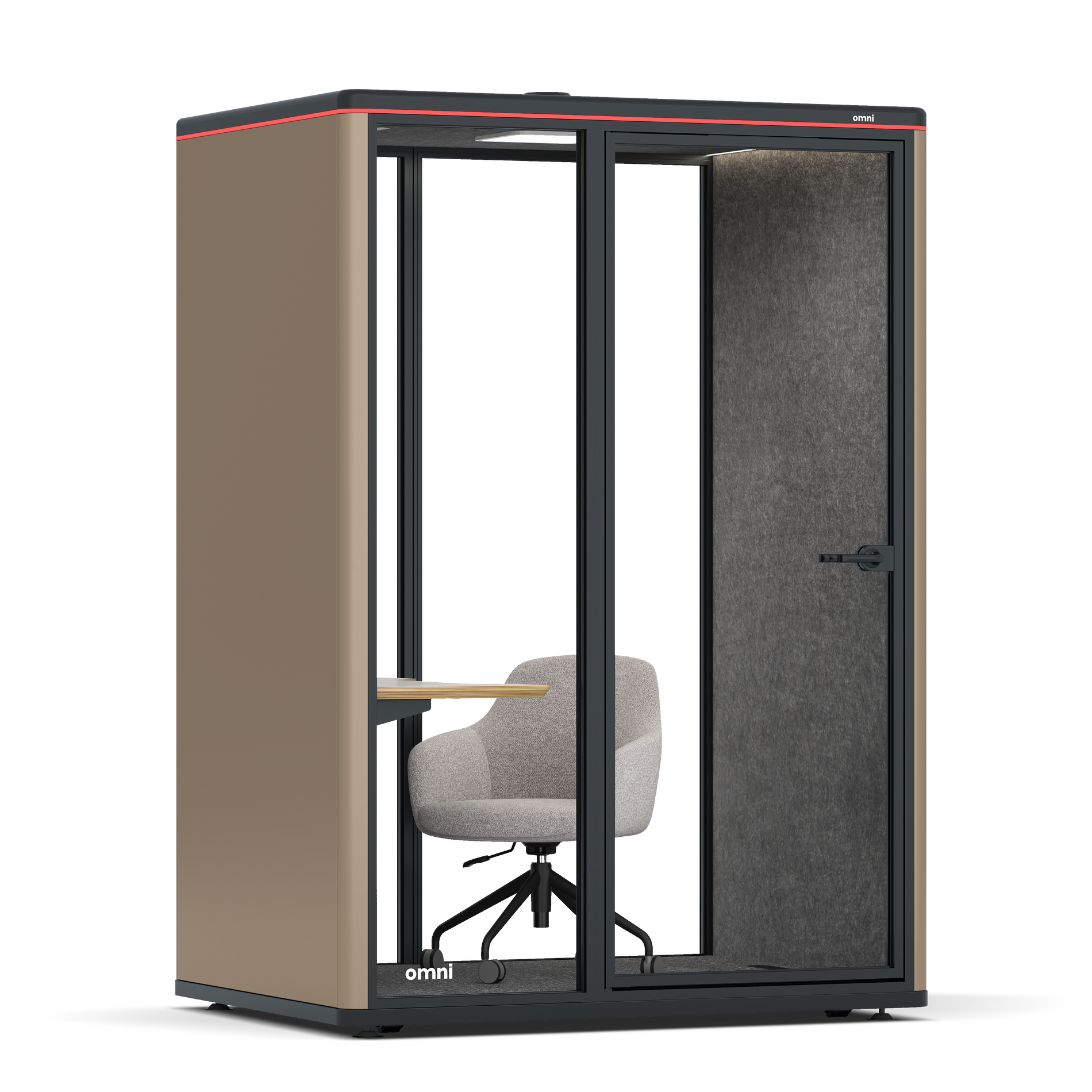 Omni TwoWork Station + Designer Office Chair / RAL Grey Beige / Dark Grey Pet Board