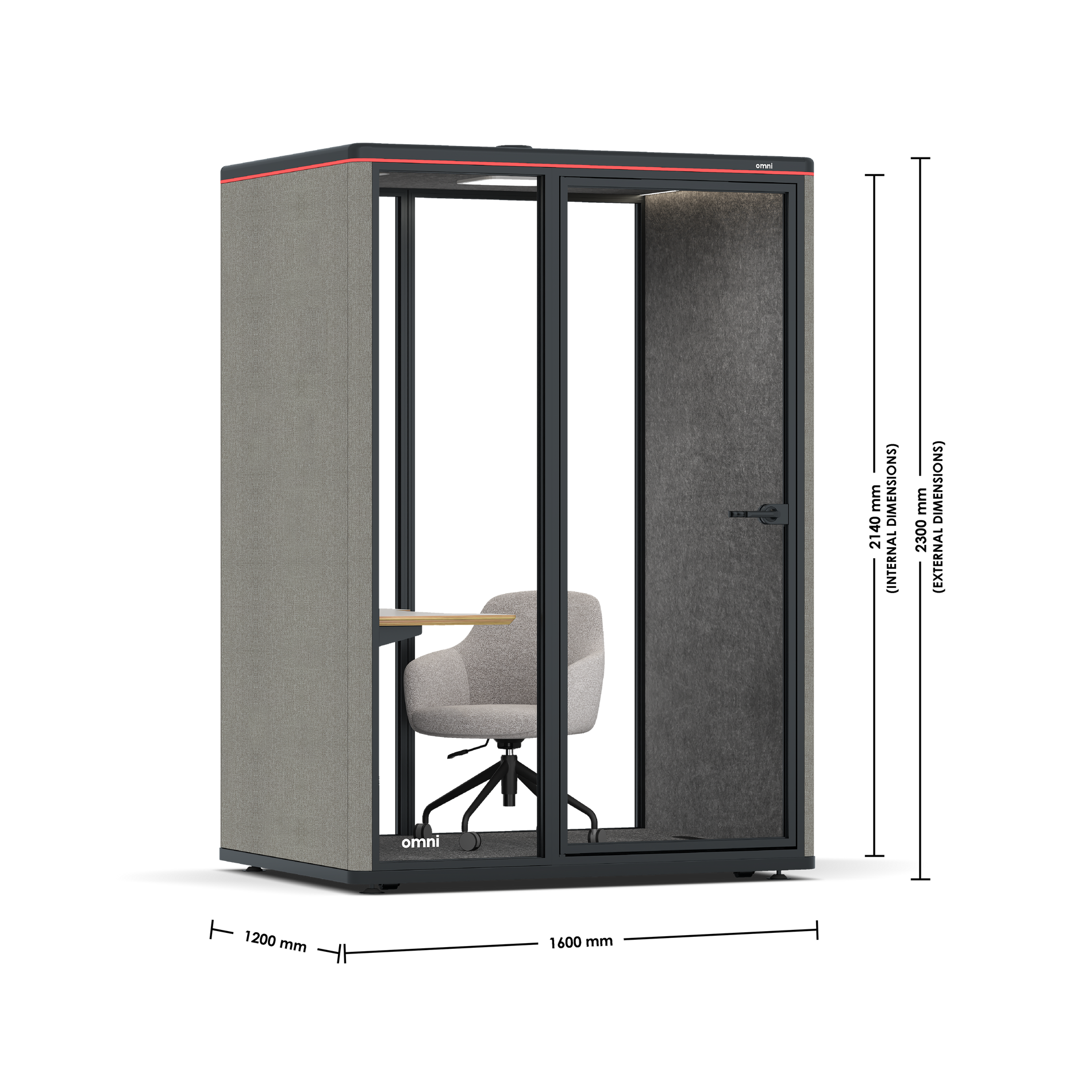 Omni TwoWork Station + Designer Office Chair / Gabriel Medley Deep Rouge / Light Grey Pet Board