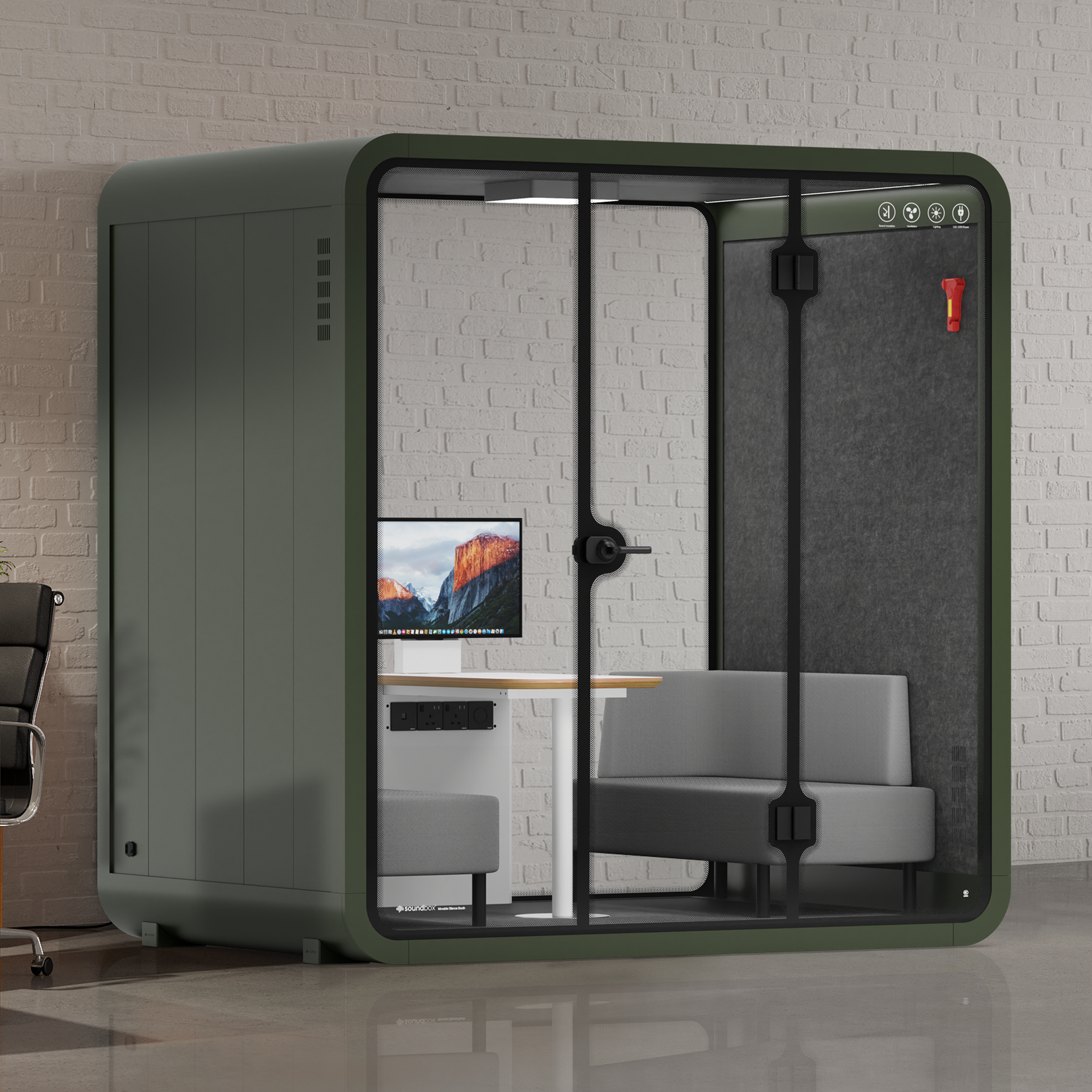 Quell - Meeting Booth - 4 PersonGreen / Dark Grey / Delux