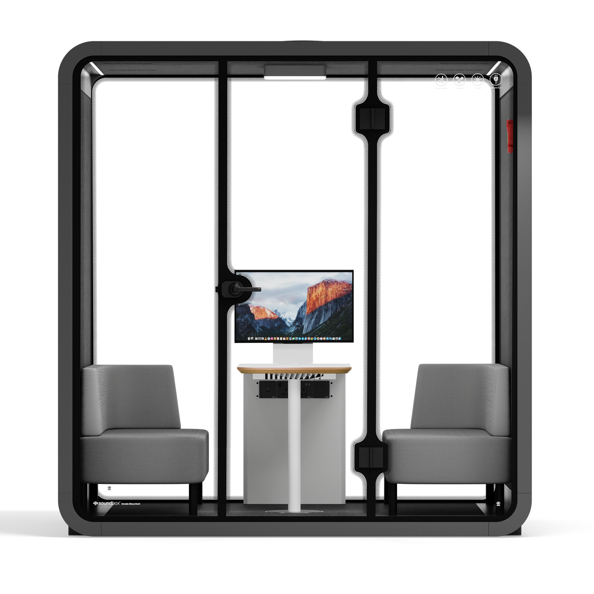 Quell - Meeting Booth - 4 PersonWooden / Dark Grey / Delux