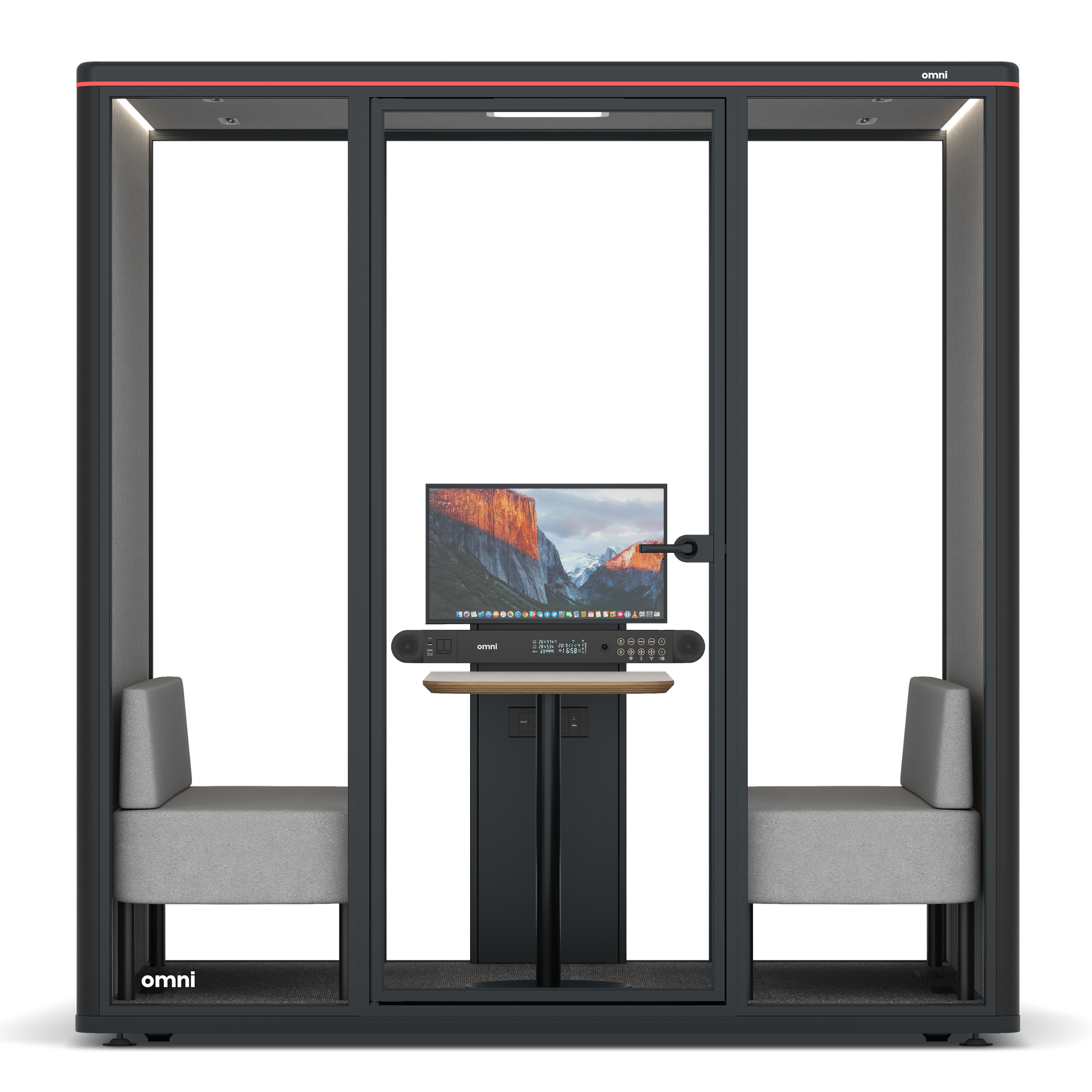 Omni FourSofa (+ Monitor Stand) / RAL Black / #6d6c69